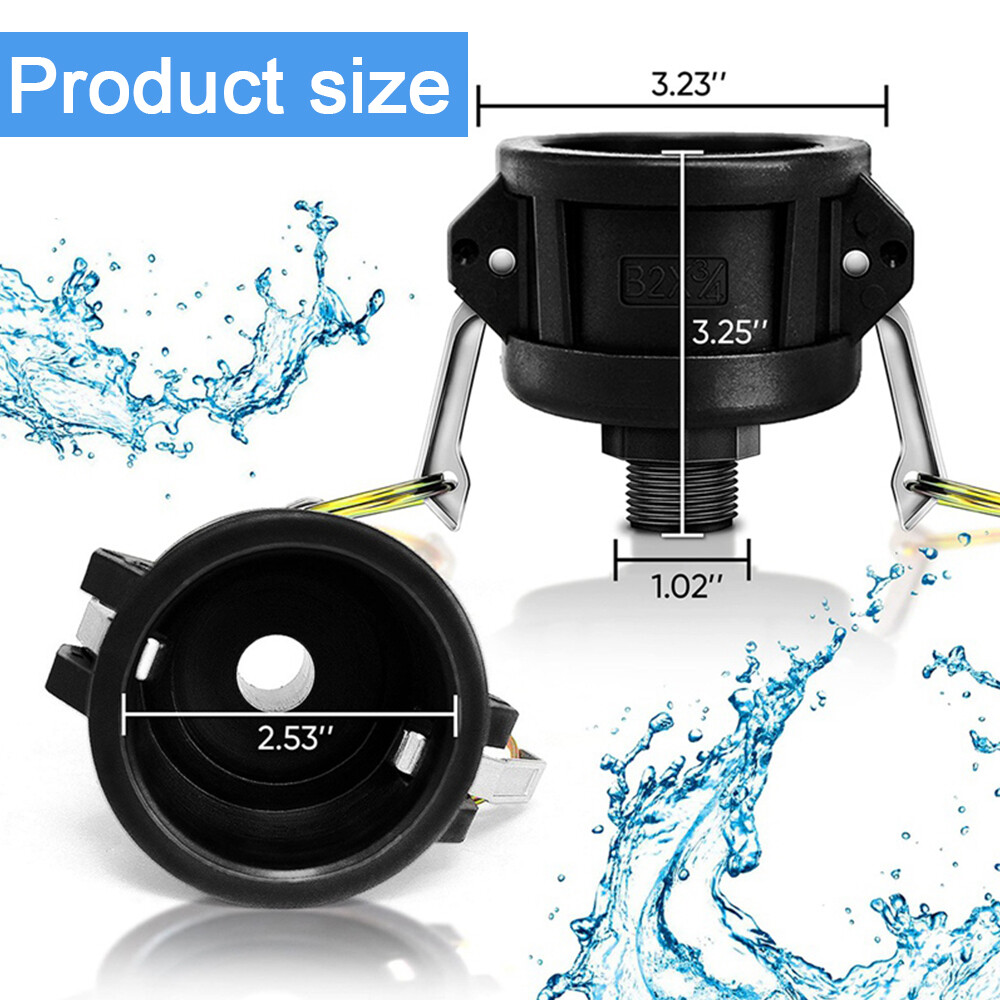 275 330 Gallon IBC Tote Water Tank Drain Adapter 2″Cam Lock for 3/4″ Garden Hose