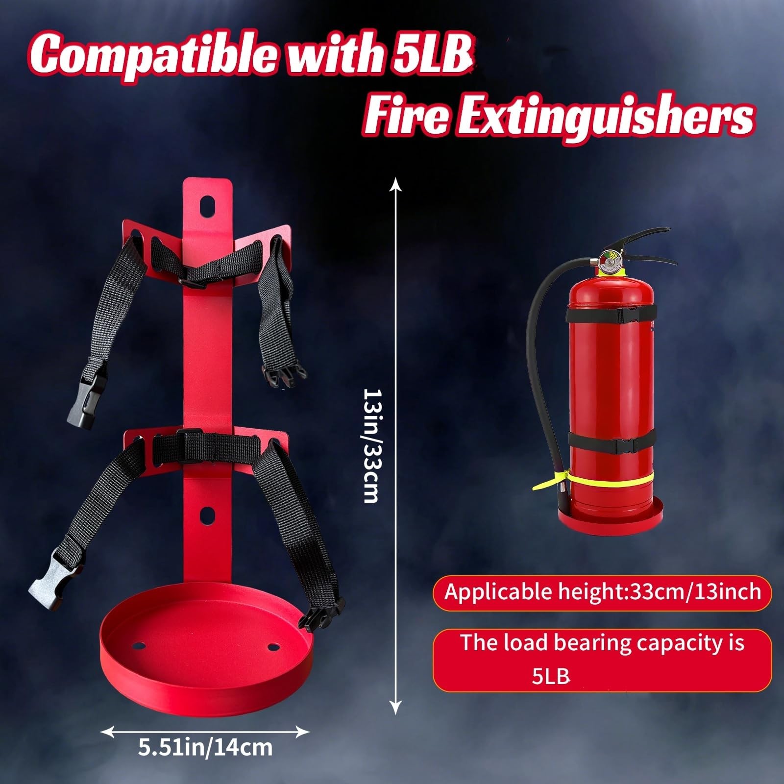 5 LBS Wall Mounted Fire Extinguisher Bracket Mount for Home Car RV Truck