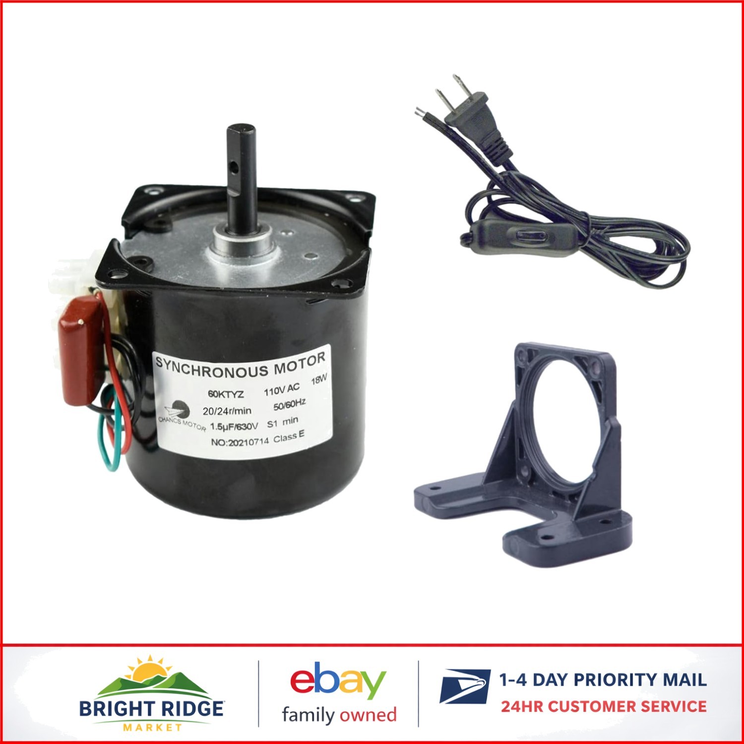 High Torque 60KTYZ Motor for Industrial Drive with Bracket and Power Switch