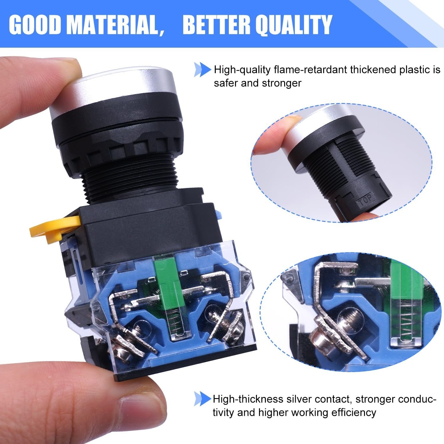 Taiss 3 Pack 22mm Momentary Push Button Switch 10A 440V DPST