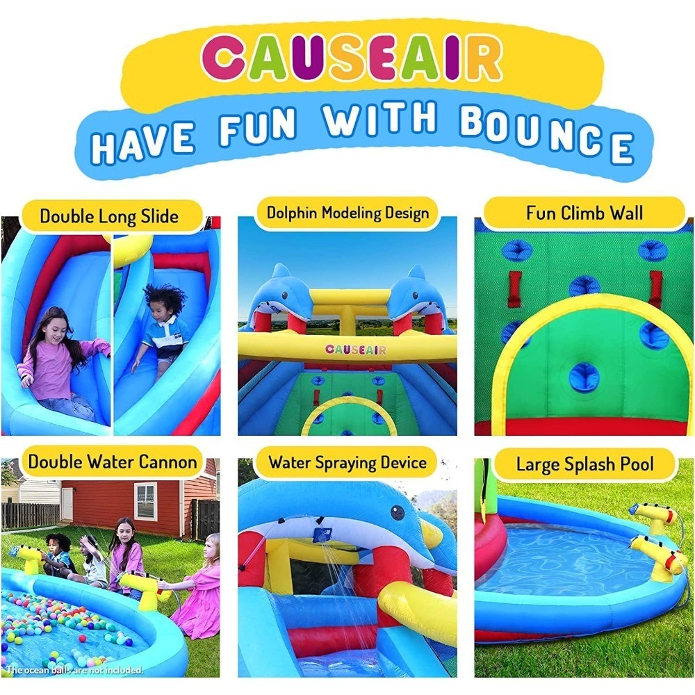 Inflatable Water Slide Bounce House Style Splashing Pool Double Water