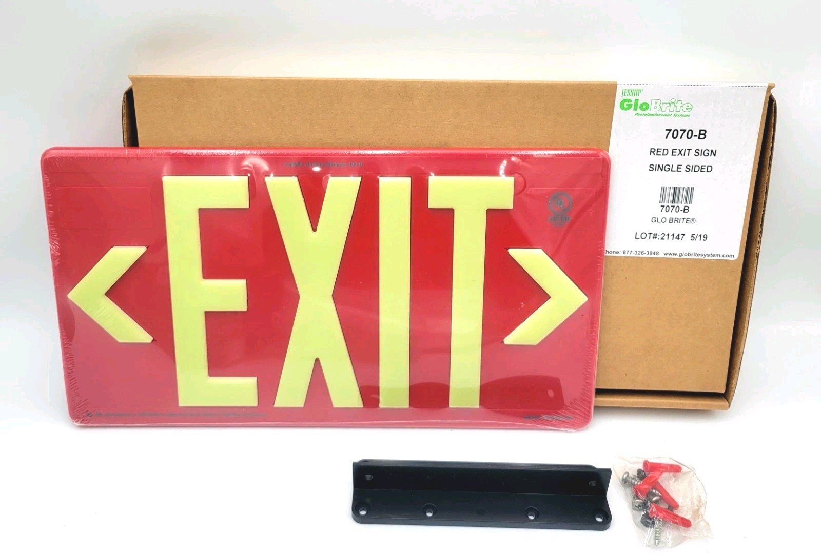 Jessup Glo Brite EXIT Sign Photoluminescent 7070-B Single Sided Directional NEW