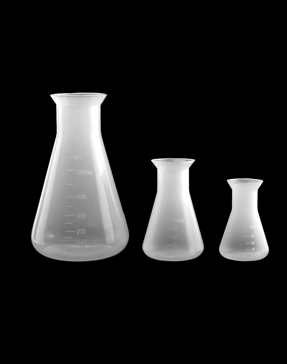 Plastic Conical Flask Set 50Ml 100Ml 500Ml – Semi-Transparent Lab Flask for Teac