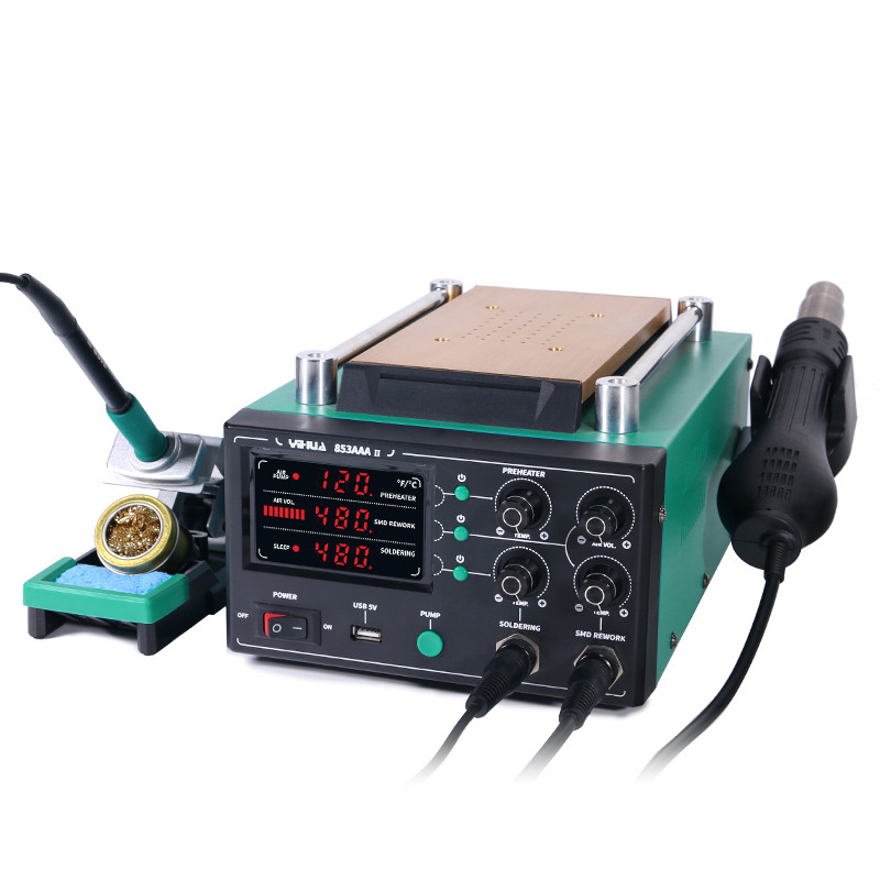 YIHUA 853AAA-II 3-in-1 Soldering Rework Station – Hot Air, Preheater Desoldering