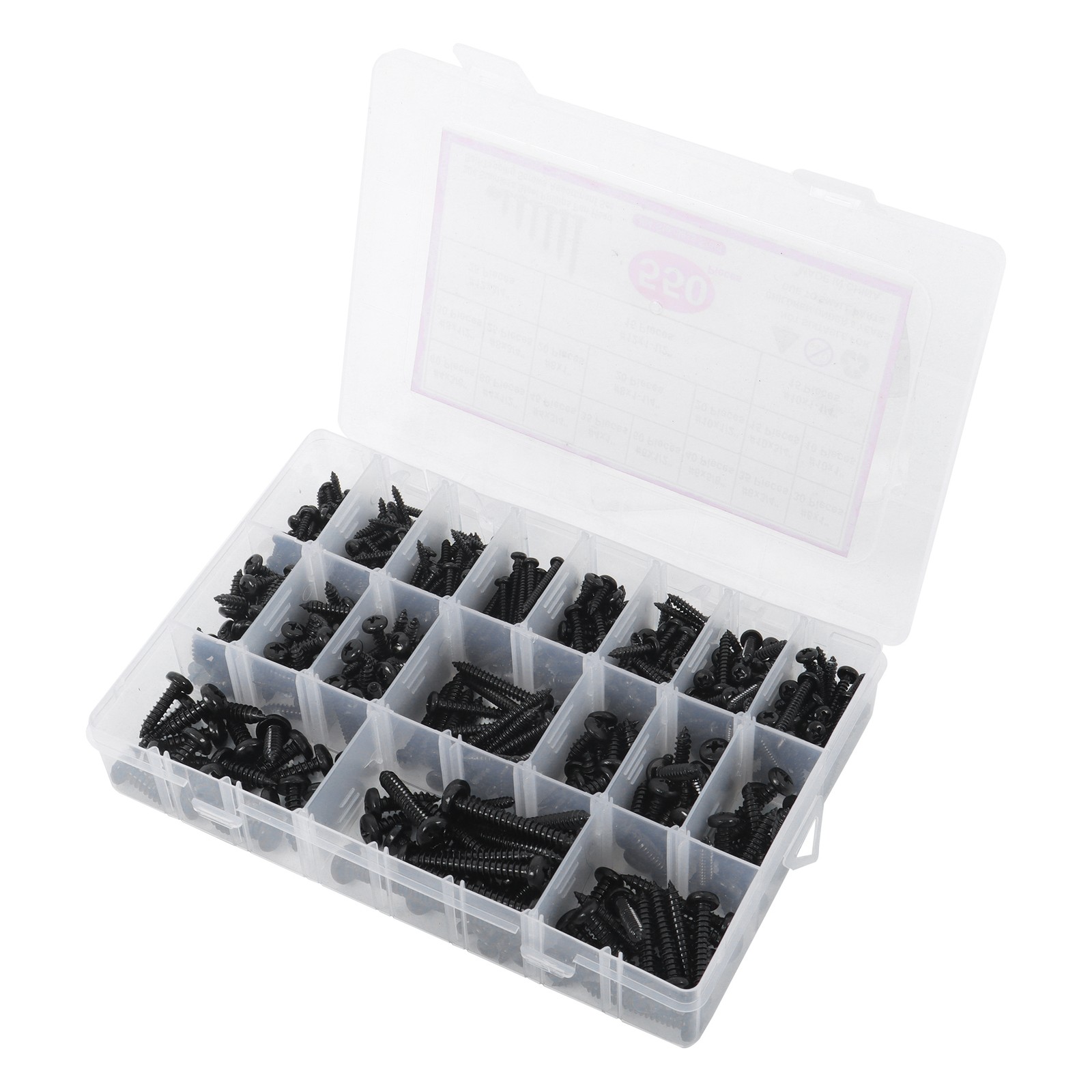 550Pcs 304 Stainless Steel Black Wood Screws, Phillips Pan Head Assortment Kit