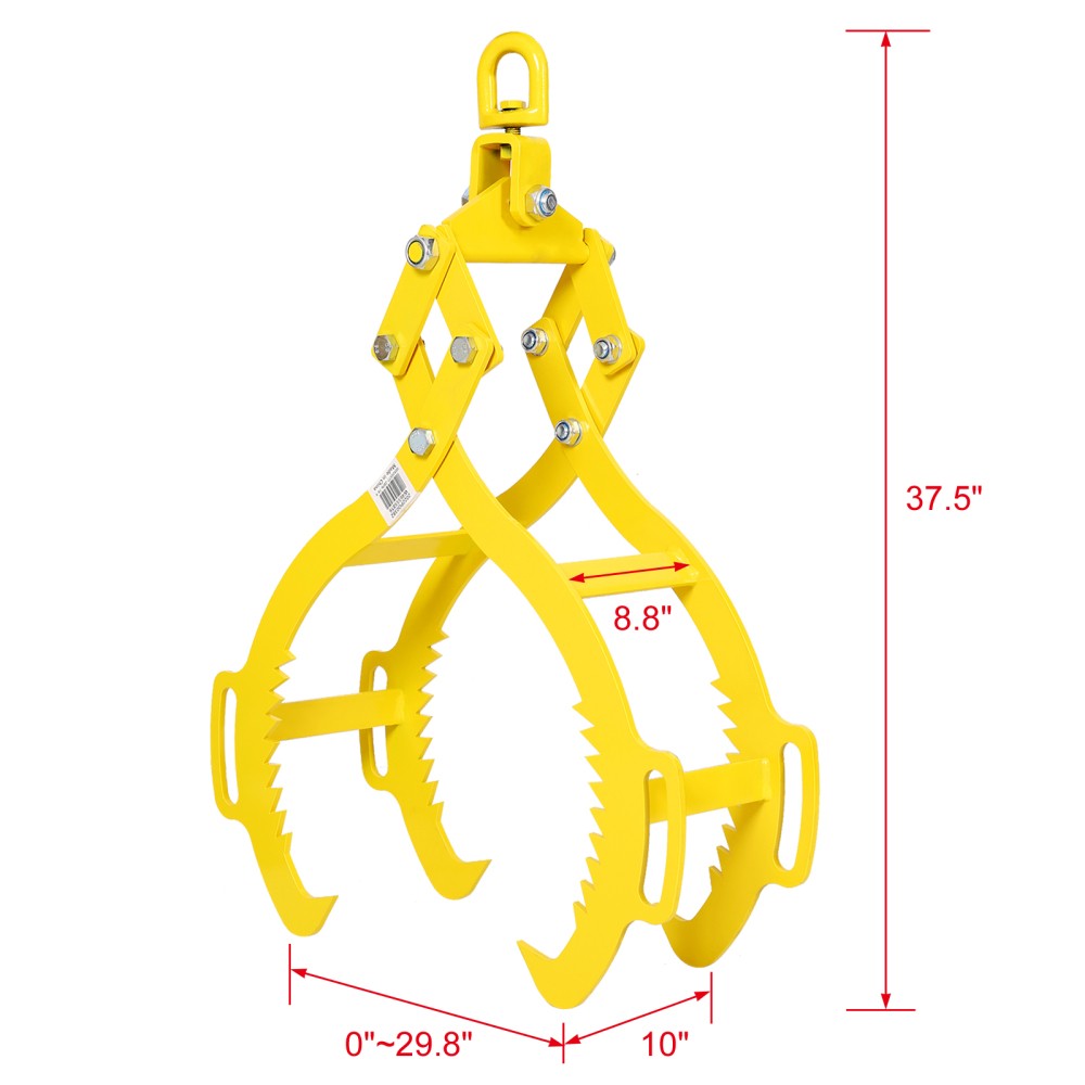 4 Claw Timber Log Lifting Tongs Grabber Tong 32 Inch Heavy Duty Logging Tool