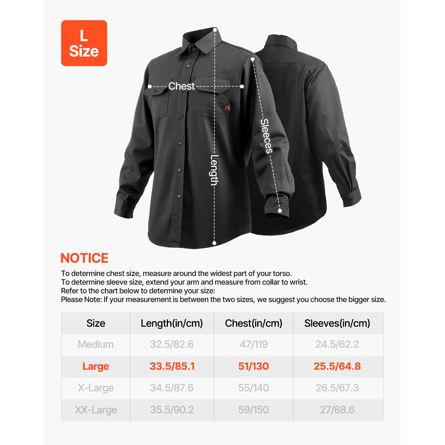 Flame-Resistant Welding Jacket L-Sized 7oz FR Cotton Welding Safety