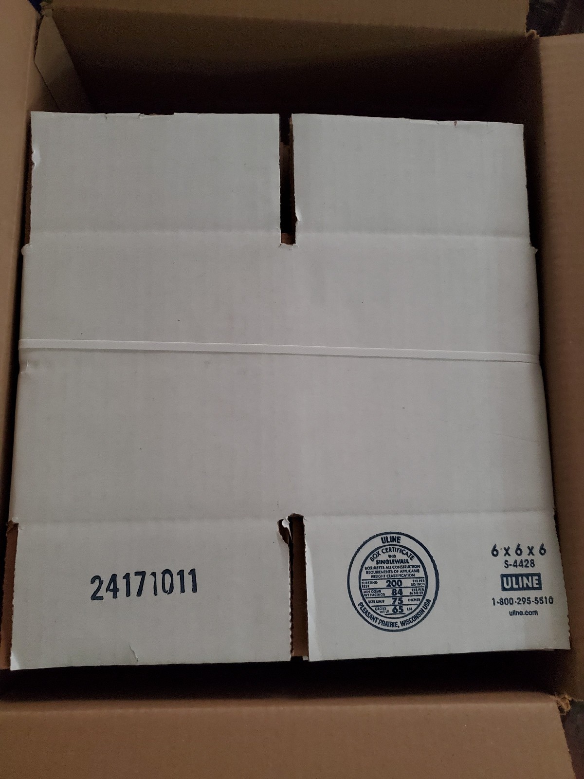 Uline Corrugated White 6x6x6 Shipping Box For S-16497 Insulated Liners 25 Pack