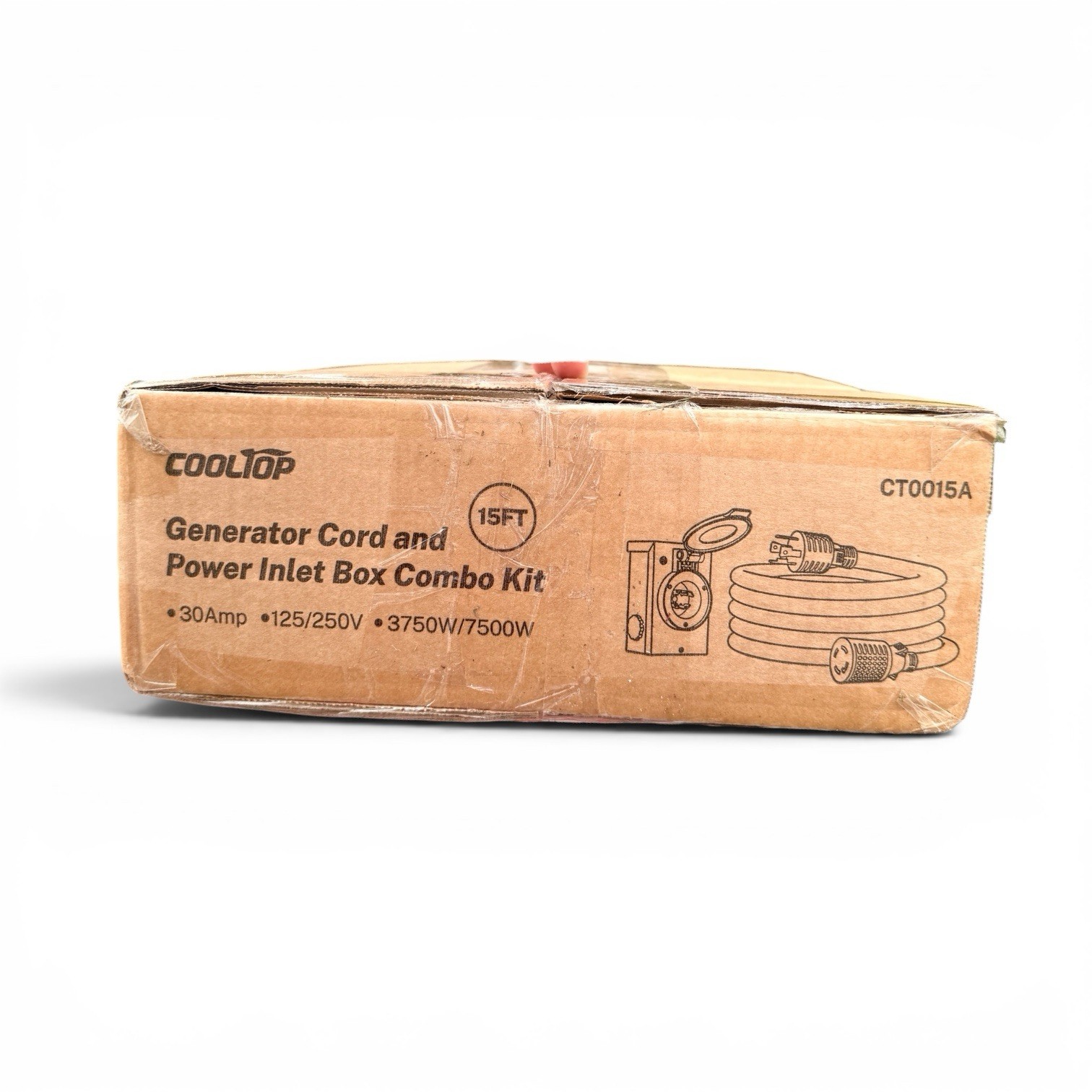 COOLTOP CT0015A 30A Generator Cord & Power Inlet Box Kit 15FT Open Box