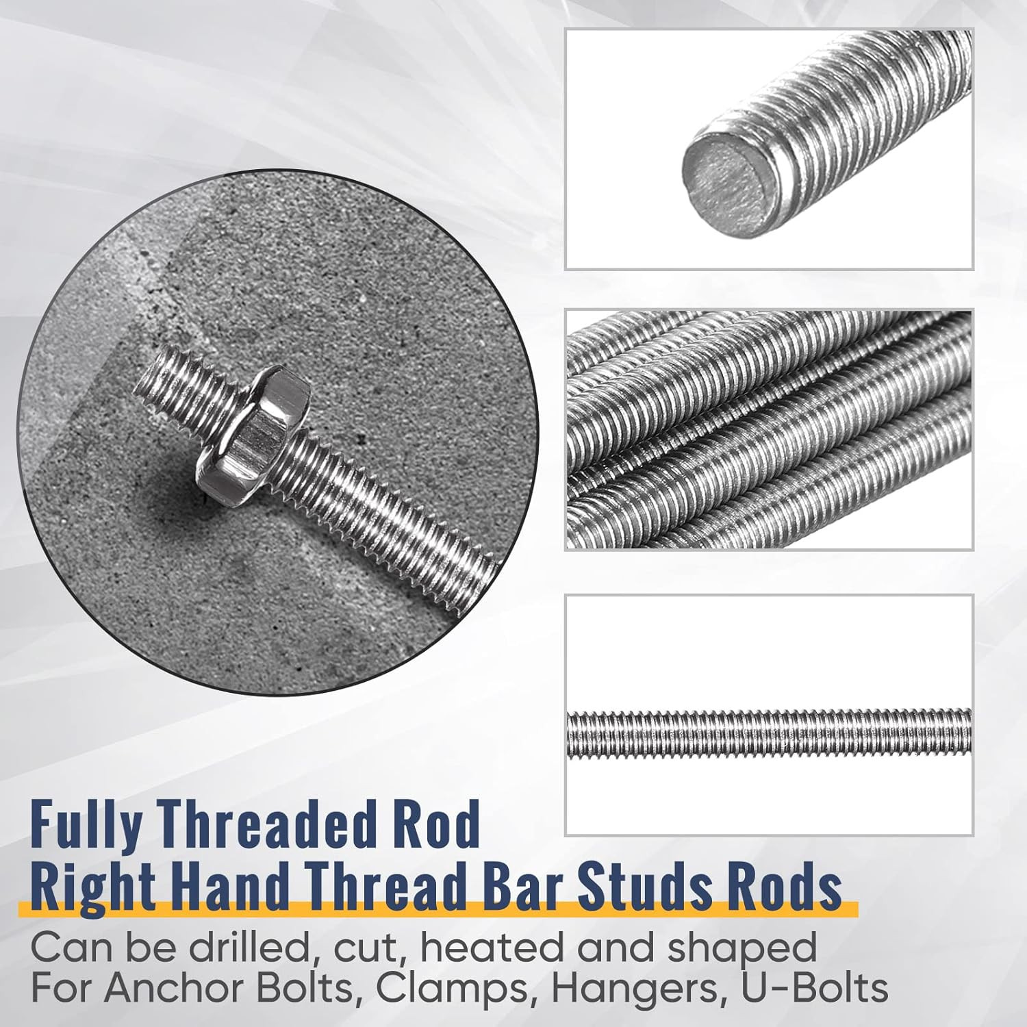 8/32 Inch 4mm Threaded Rod with Hex Nuts 4mm Stainless Steel Threads Studs Rods
