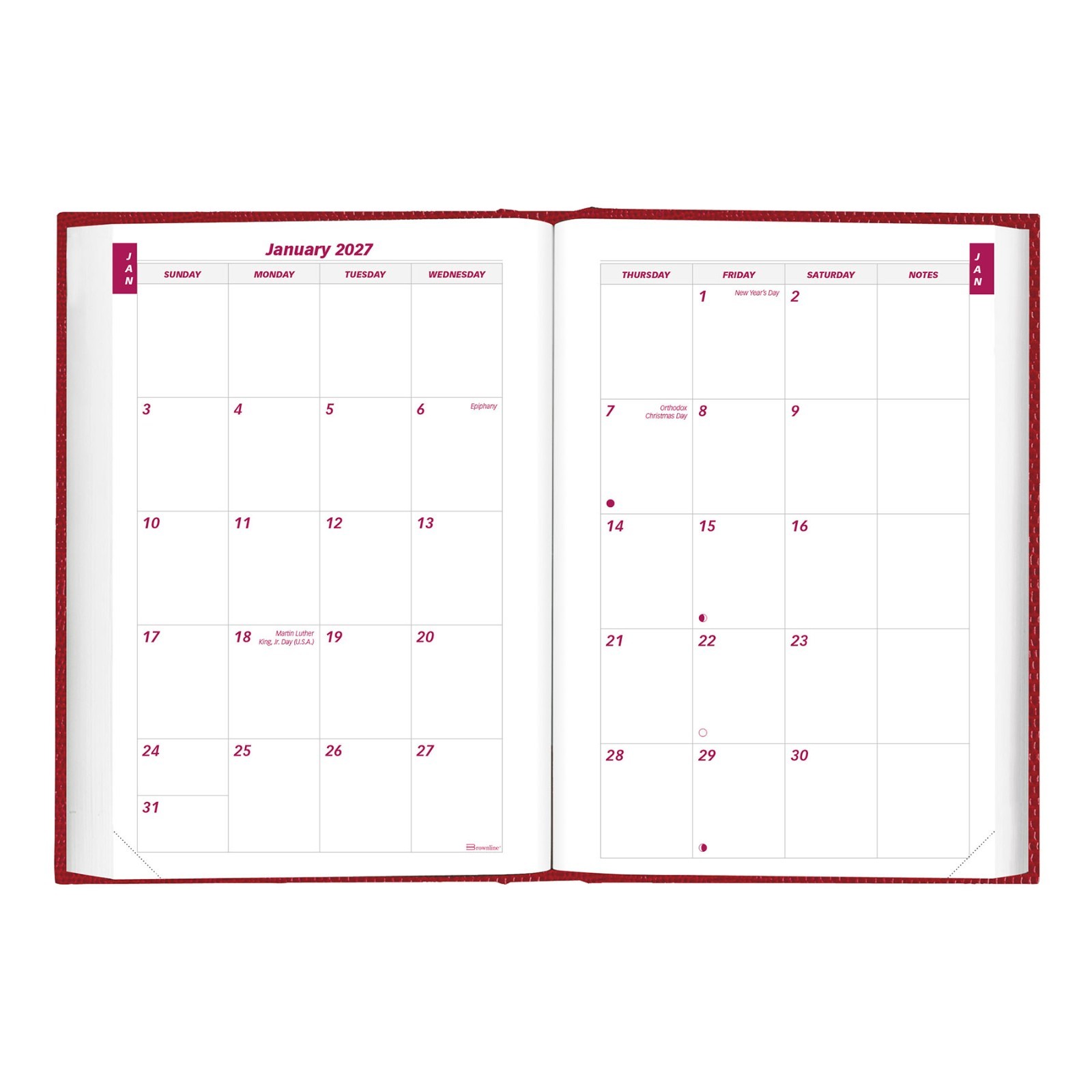 2025 Brownline CB387.RED Daily Planner Diary, Hard Cover, 7-1/2 x 5″
