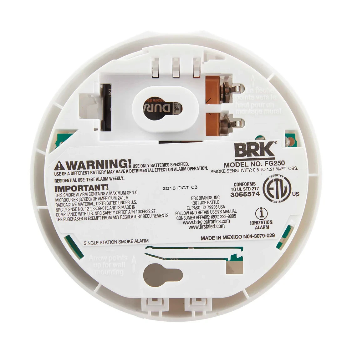 BRK FG250B 9V Dual Ionization Smoke Detector