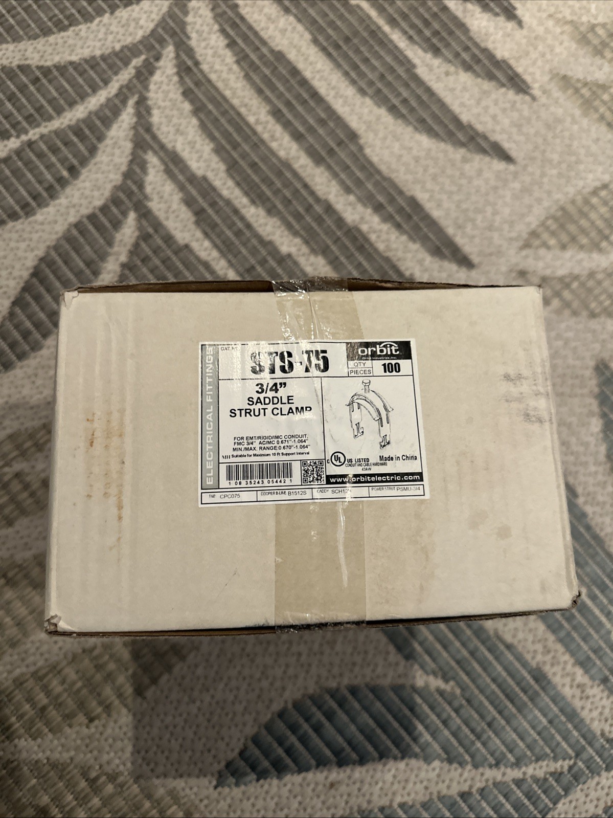 Box Of 100 Orbit STS-75 3/4″ Saddle Strut Clamp For Emt Rigid Imc Conduit New