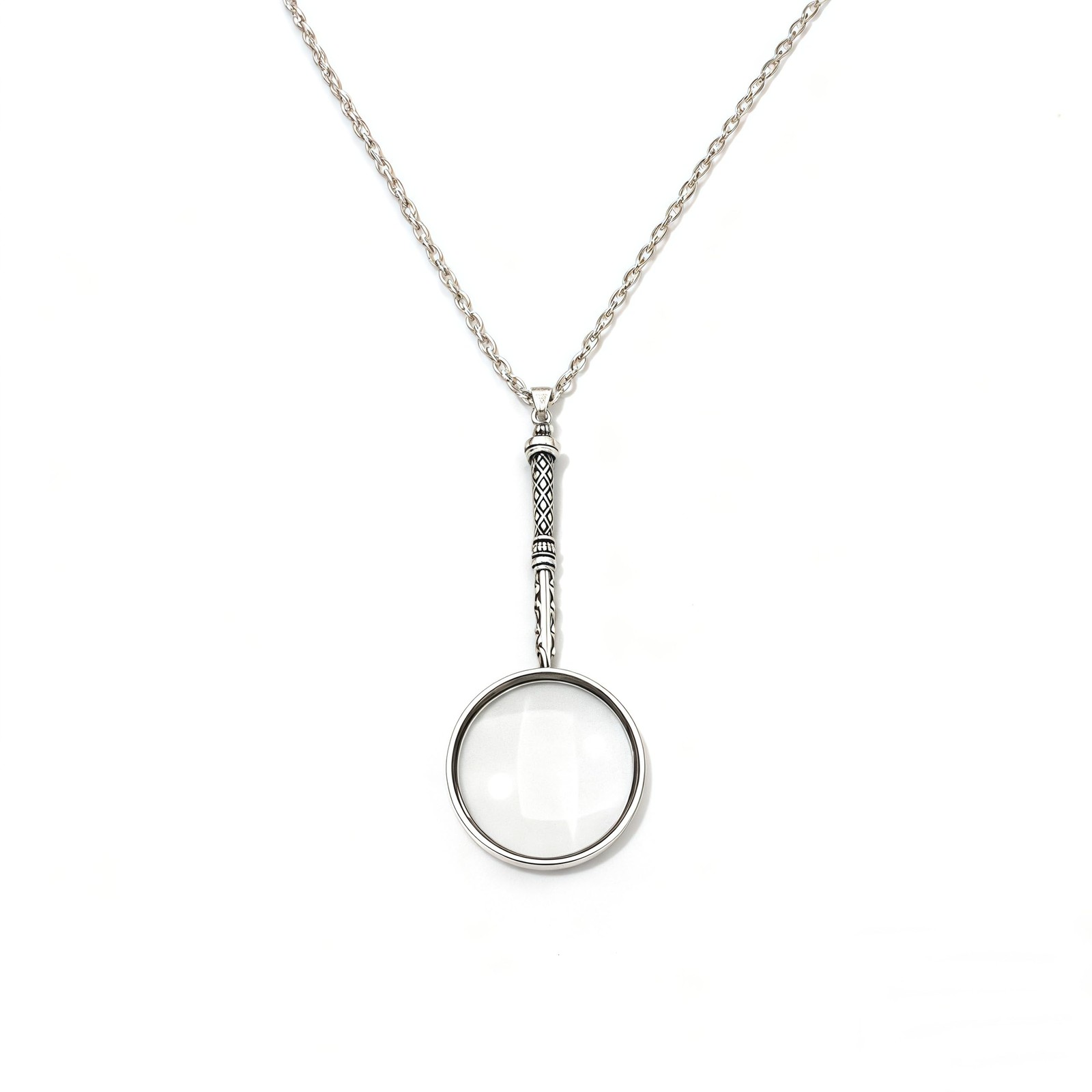 Vintage 925 Sterling Silver Magnifying Glass Necklace – 10X Loupe Monocle Nec…