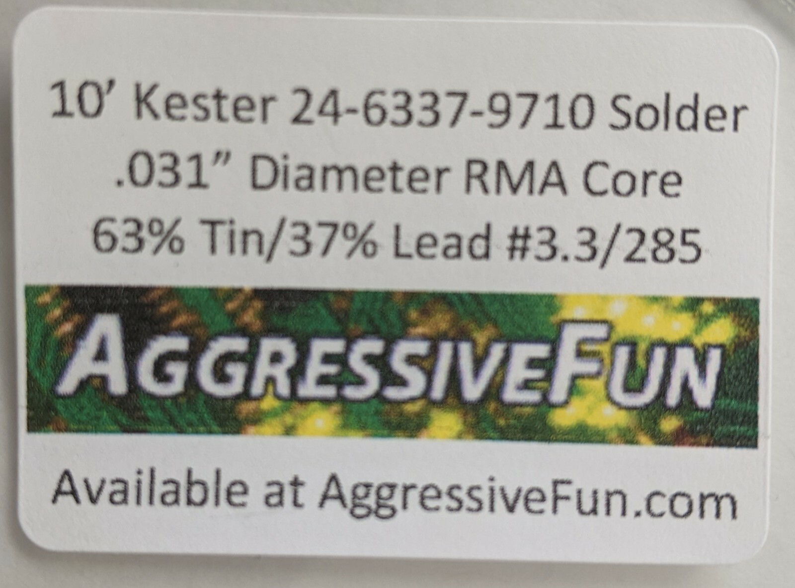 Kester Solder .031″ .8mm 63/37 RMA 3.3% 66/285 Core Eutectic 24-6337-9710 30ft