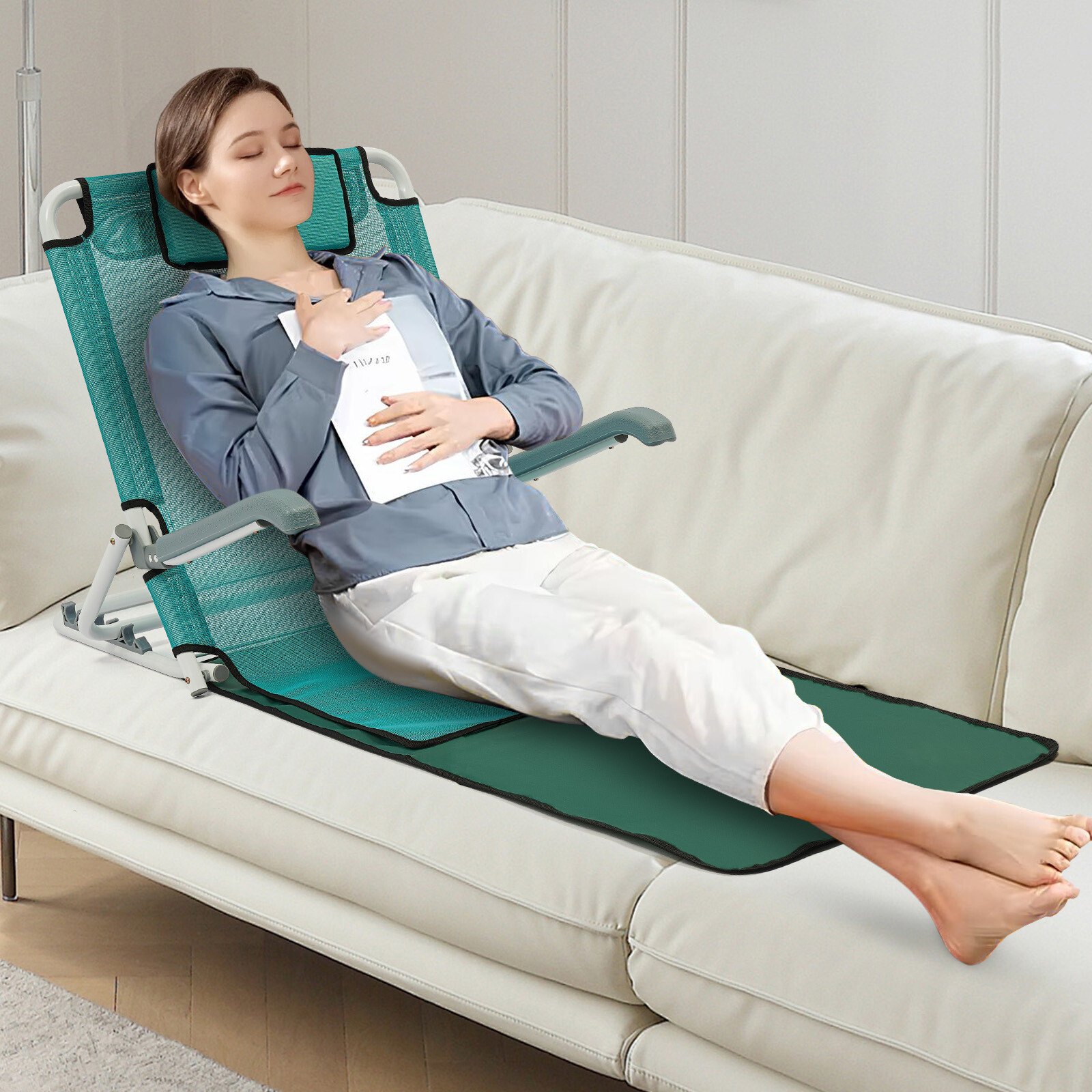 Foldable Adjustable Bed Backrest Support Sit-up Back Rest Bed Chair 198.42 lbs