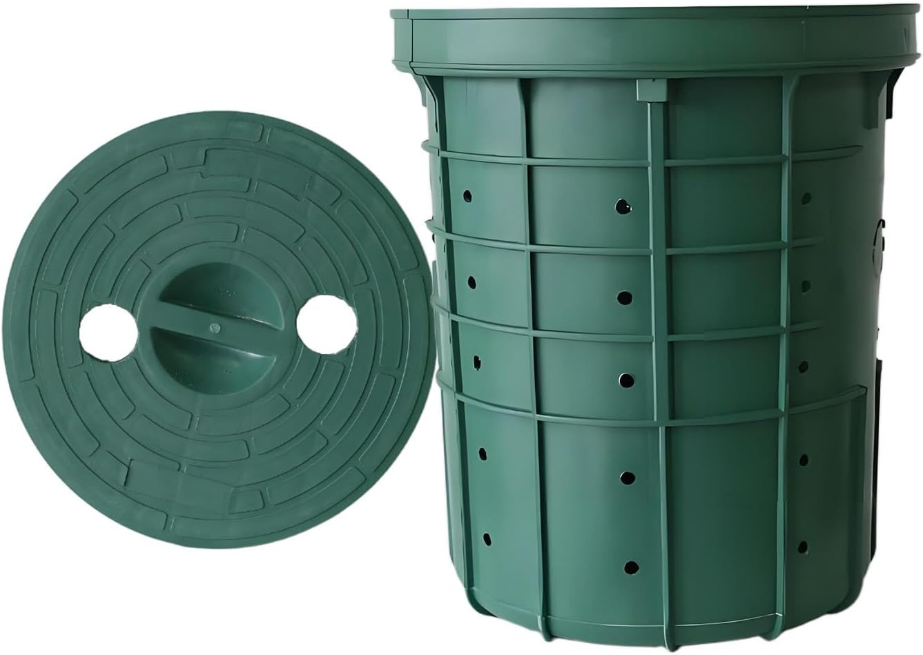 5 Gallon Perforated Sump Pump Basin with Lid (13x11x15 Inch) – Heavy Duty PP Sum