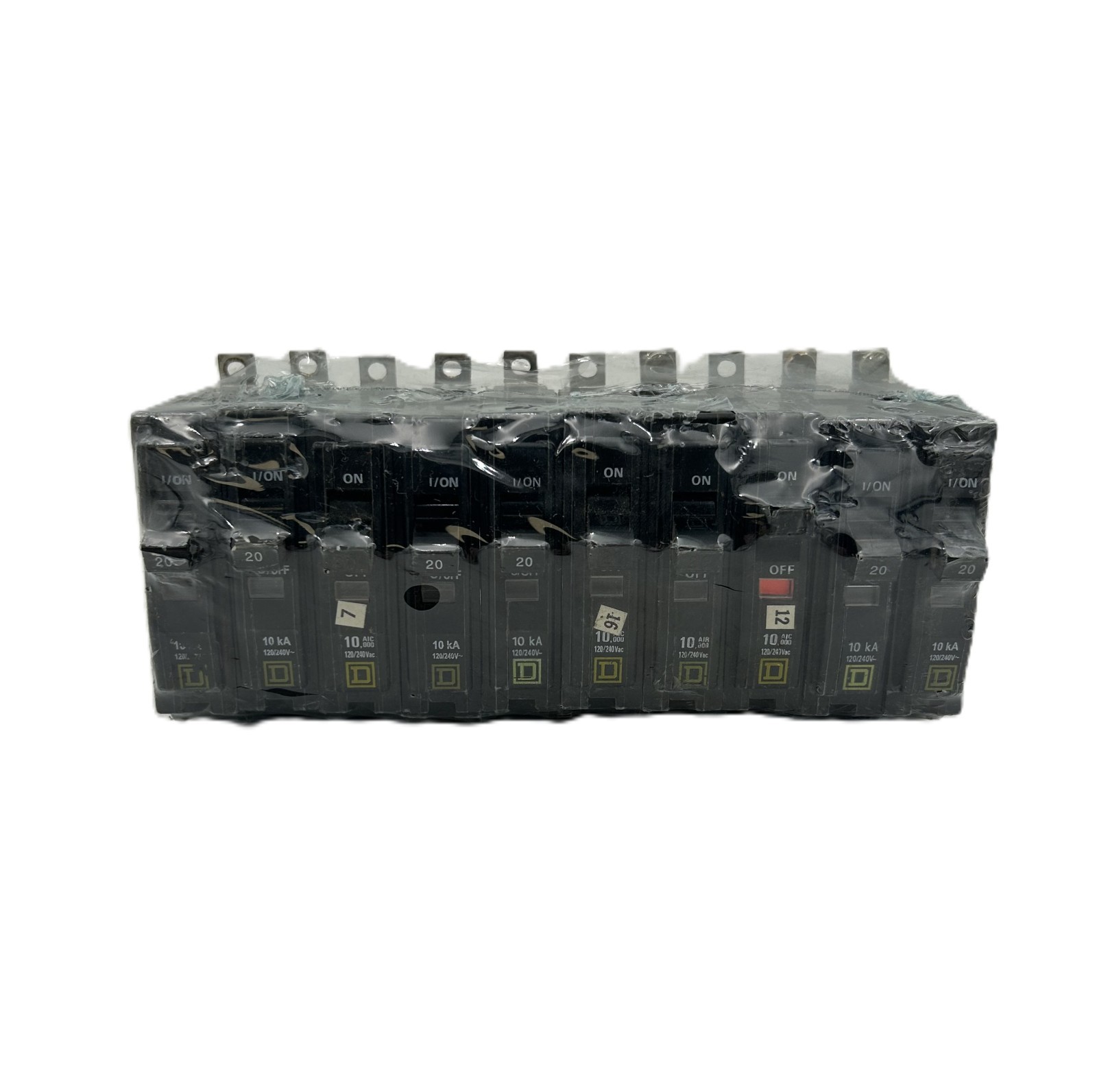 Used Square D QOB120 Circuit Breaker 20A 1-Pole 120/240VAC – Lot of 10