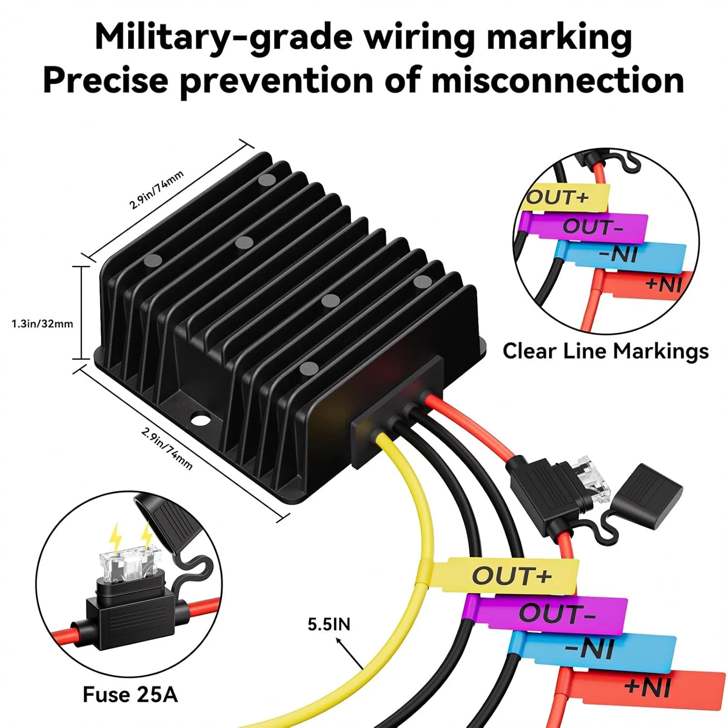 36V 48V to 12V 20A Step Down Converter-Golf Cart Voltage Reducer with Fuse|36V 4