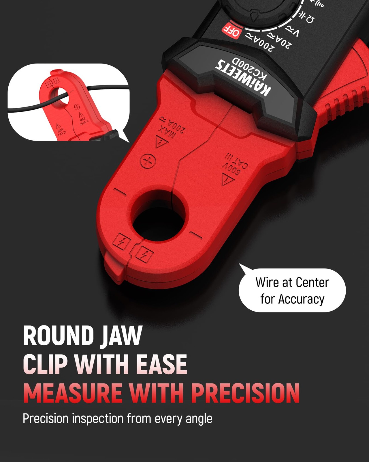 KAIWEETS Digital Clamp Meter with Round Jaw, Automotive Multimeter, NCV, 2000…