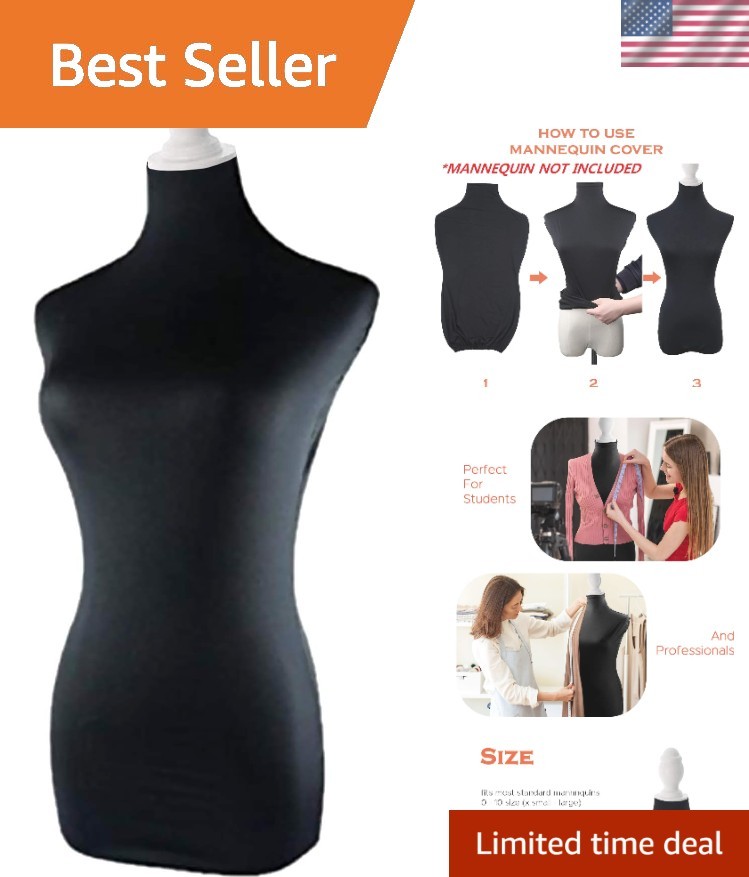 Soft Stretchy Mannequin Cover – Elegant Black Fabric for Designers & Crafters