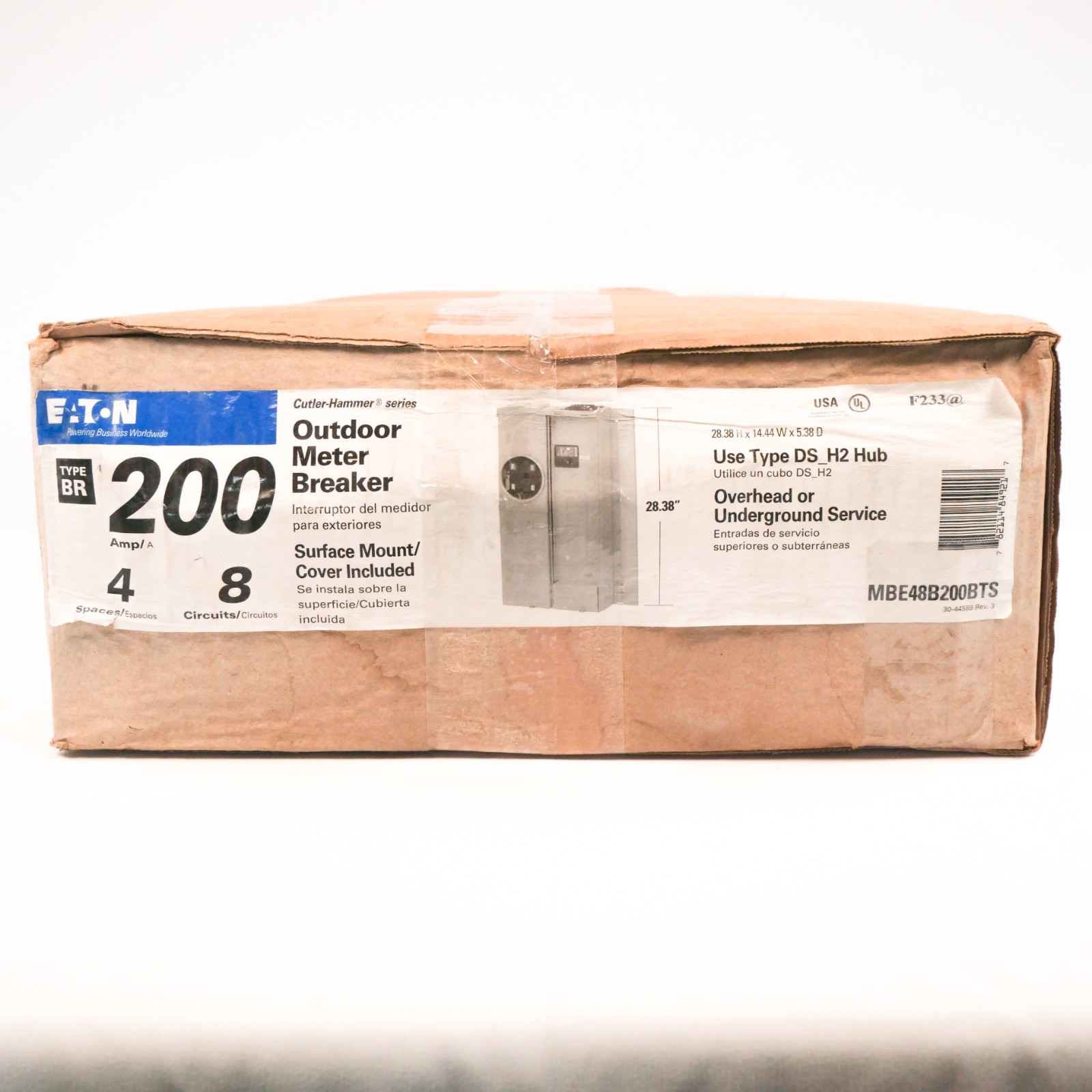 NEW IN BOX – Eaton – MBE48B200BTS 200 Amp Outdoor Meter Base Main Breaker – NOS