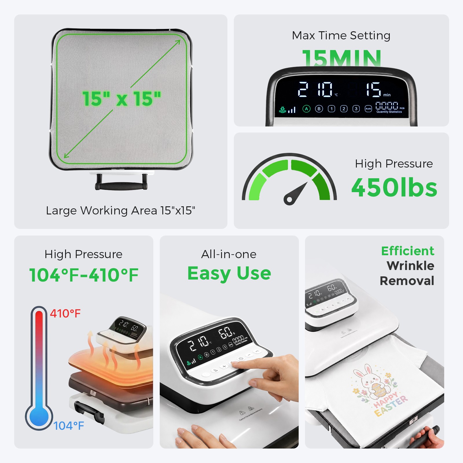 Cloudray 15″x15″ Automatic Heat Press Machine for T Shirts Sublimation DTF HTV