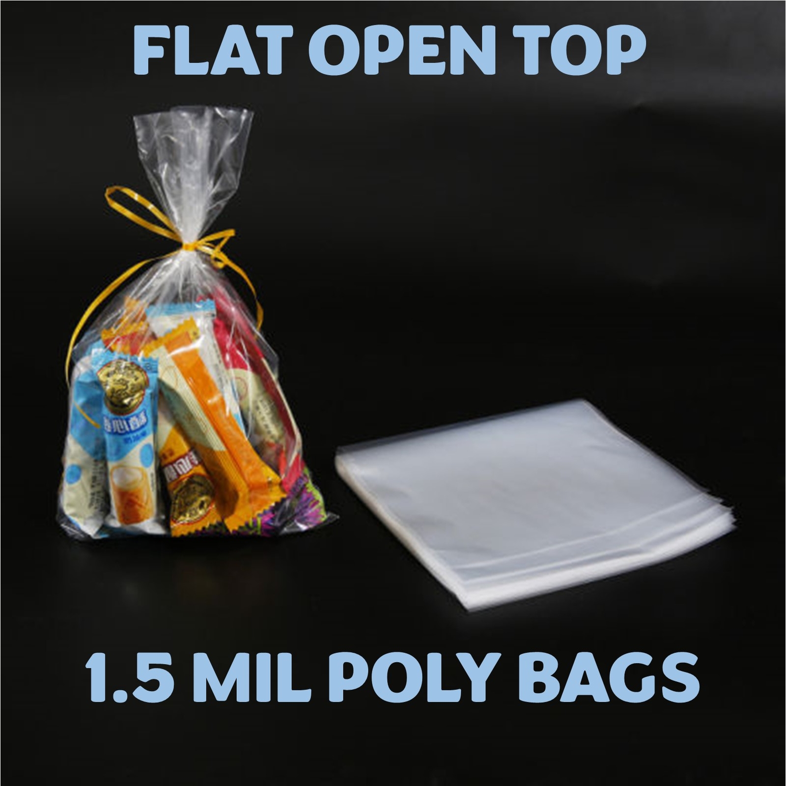 Multiple Sizes Clear Poly Bags 1.5-Mil Flat Open Top Plastic Packaging Packing