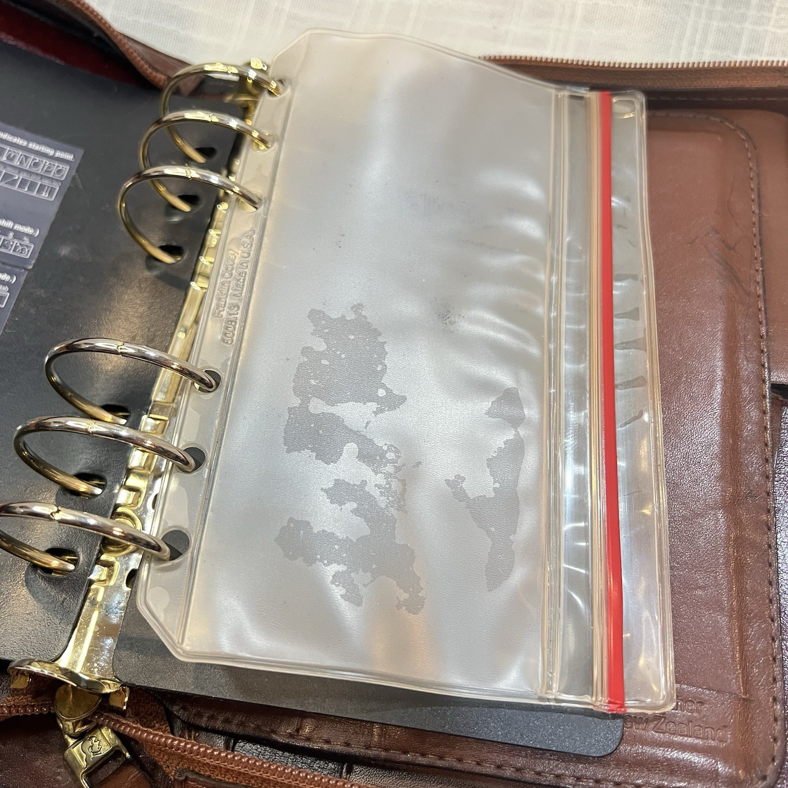 Franklin Quest Woodman Planner Full Zip 6 Ring Leather Organizer Binder VINTAGE