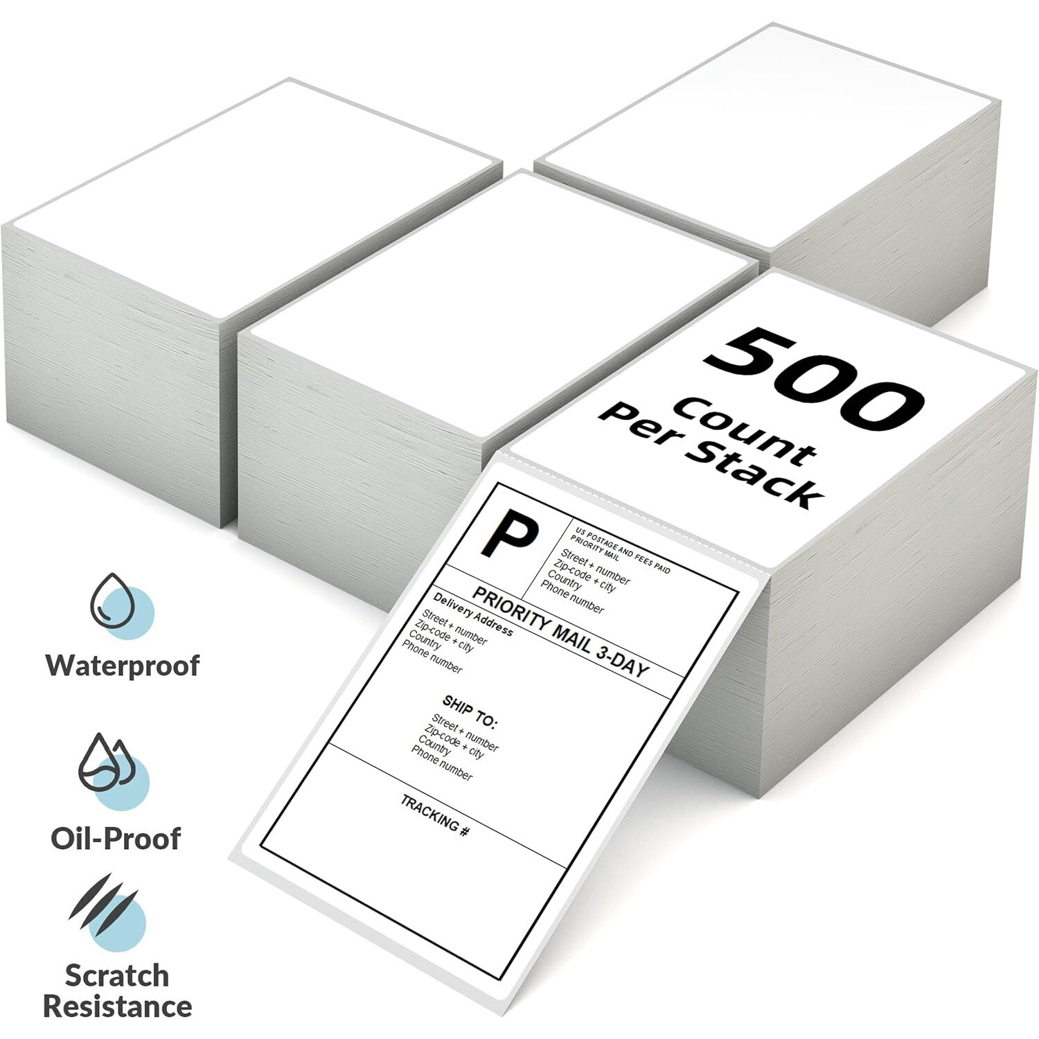 10000x 4″ x 6″ Fanfold Direct Thermal Shipping Labels for Zebra & Rollo Printers