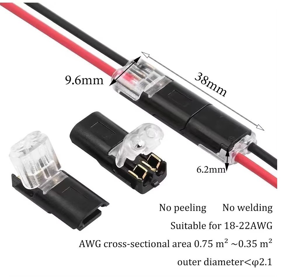 20/50/100 Double-Wire Plugin Connector Cable Clamp with Locking Buckle AWG 18-22