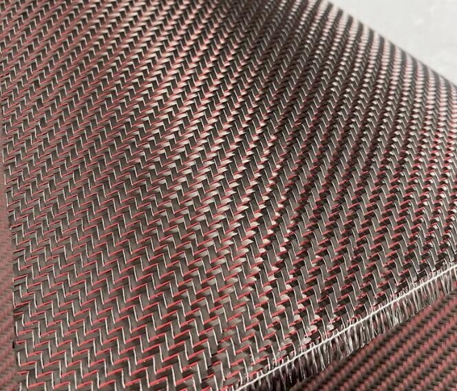 Metallic Carbon Fiber&Red&Silver Reflection Mixed Fabric Twill Cloth 50cm*100cm