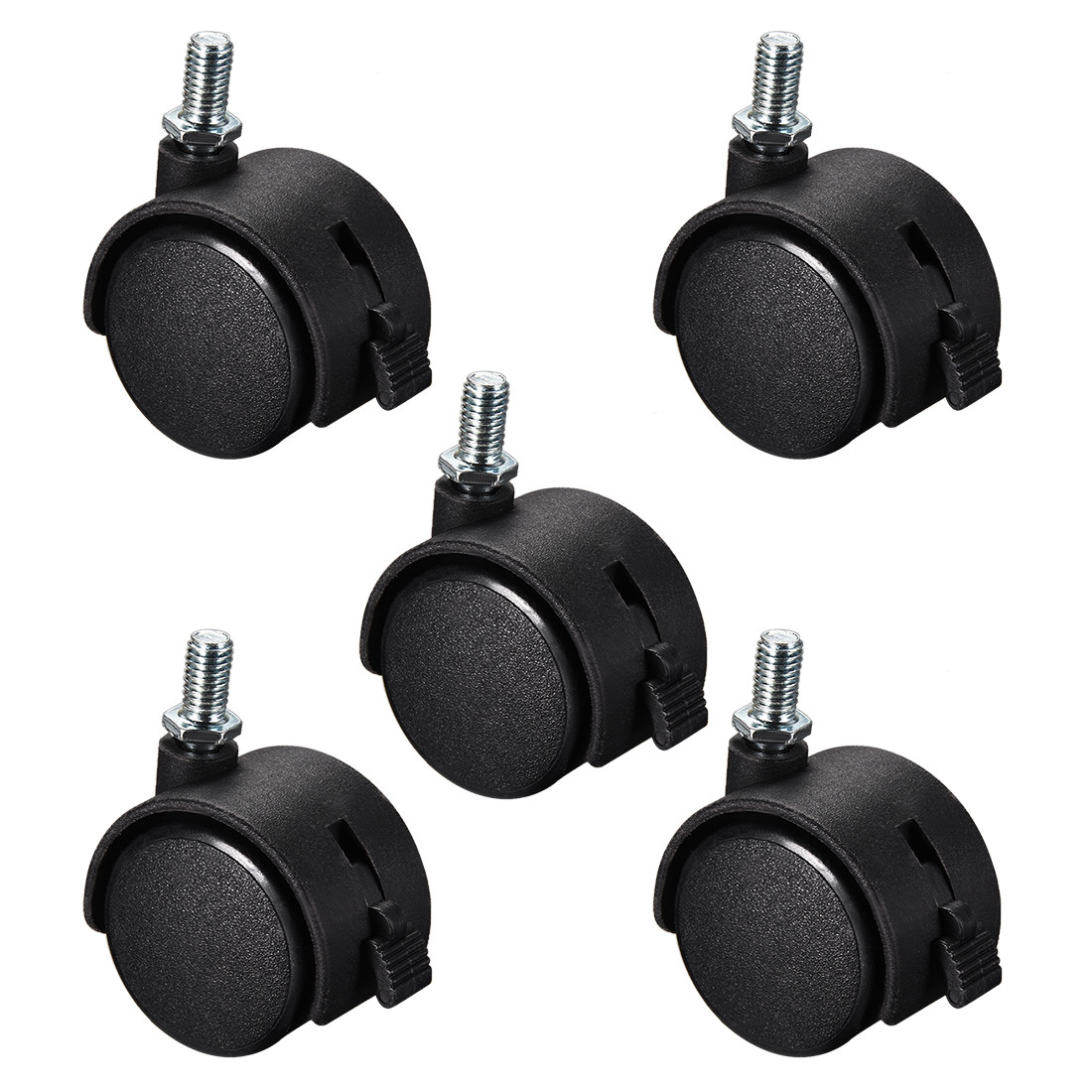 5 x Furniture Casters 1.5″ Nylon M8 x 15mm Threaded Stem Swivel 33lb Capacity
