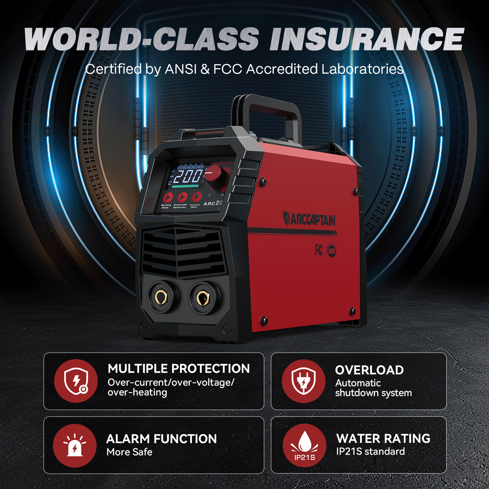 ARCCAPTAIN Stick Welder 200Amp ARC/MMA/Lift TIG Welding Machine 110V/220V IGBT🔥