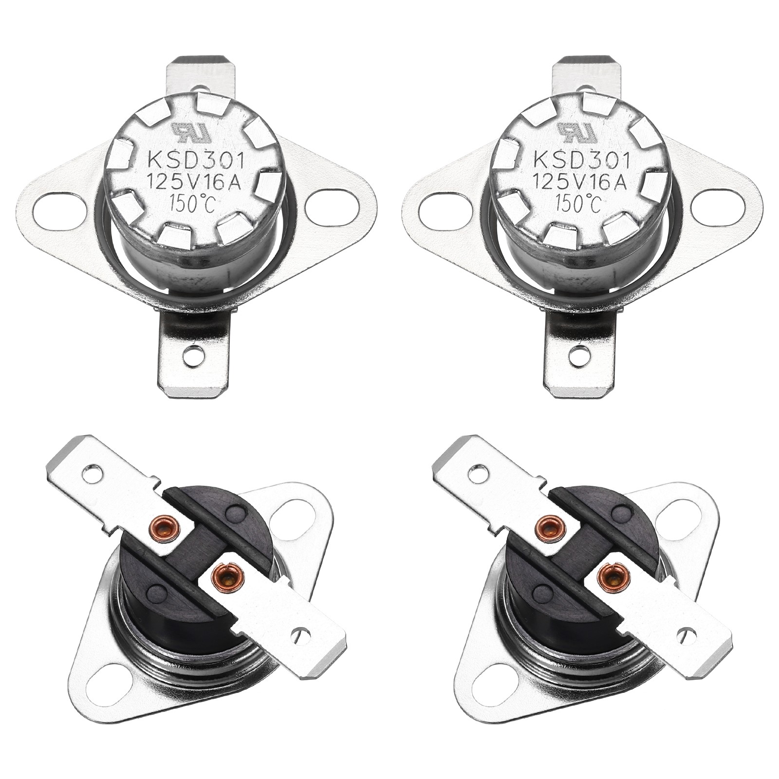 4 Pcs KSD301 Thermostat 150°C/302°F N.C Snap Disc Temperature Switch Bakelite