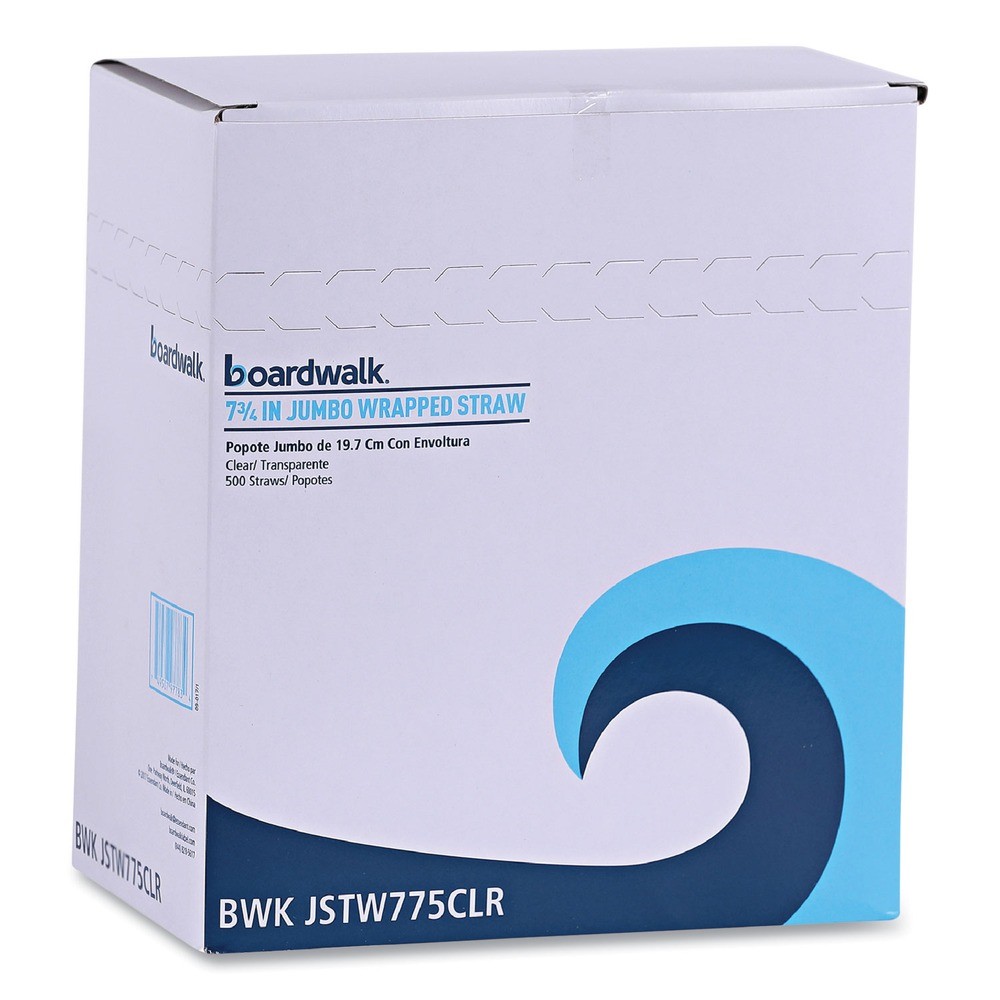 Boardwalk JSTW775CLR 7.75 in. Wrapped Jumbo Straws – Clear (12500/Carton) New