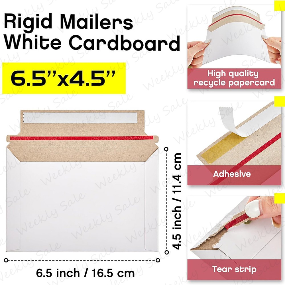 6.5×4.5 Rigid Flats Cardboard Envelope Mailer Photo Shipping Thicker White Bulk