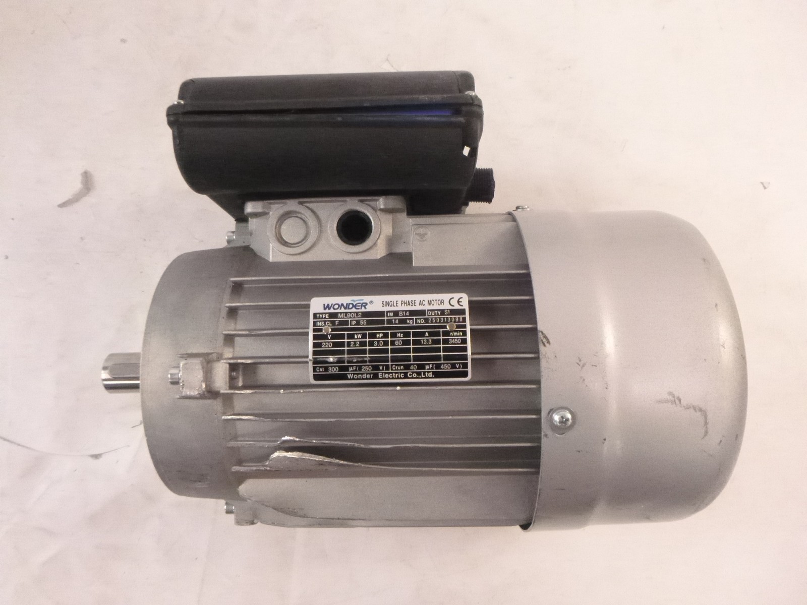 Wonder Electrical SinglePhase AC Motor ML90L2 220V 2.2kW 3HP 60Hz 13.3A SEE DESC