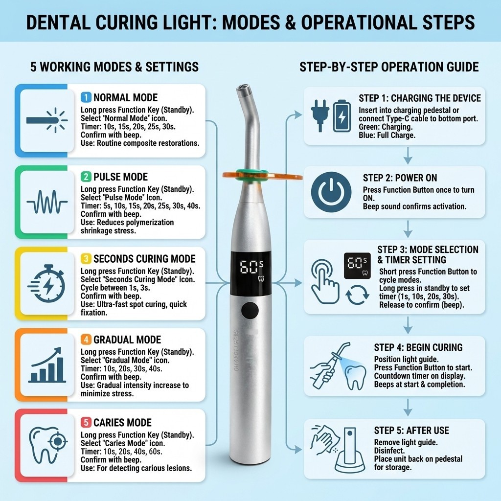 SuperEndo CuraOne 1 Second Light Cure Unit With Caries Detection