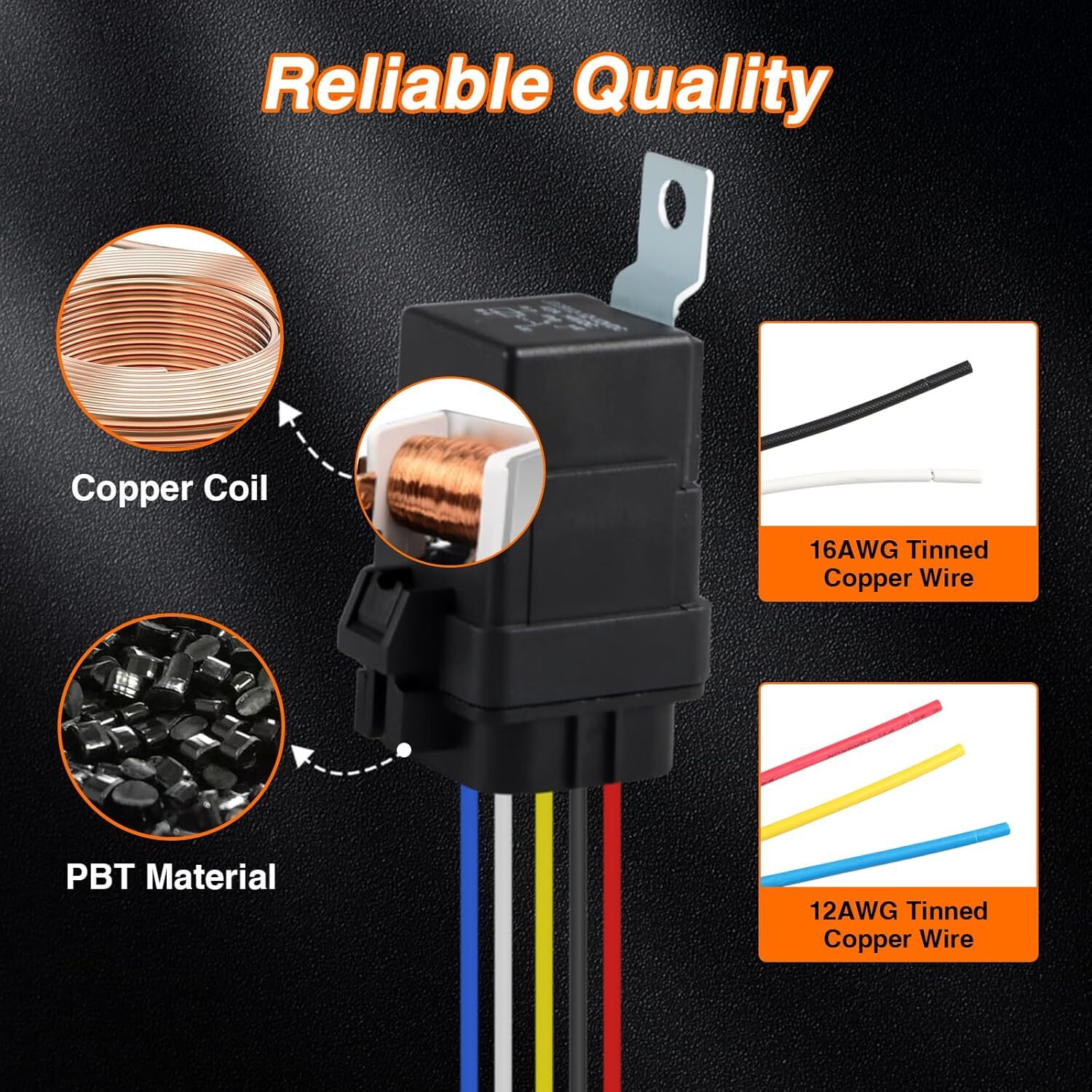 5Pin 12V 40/30 AMP 12V DC Waterproof Automotive Relay & Heavy Duty 12AWG Harness