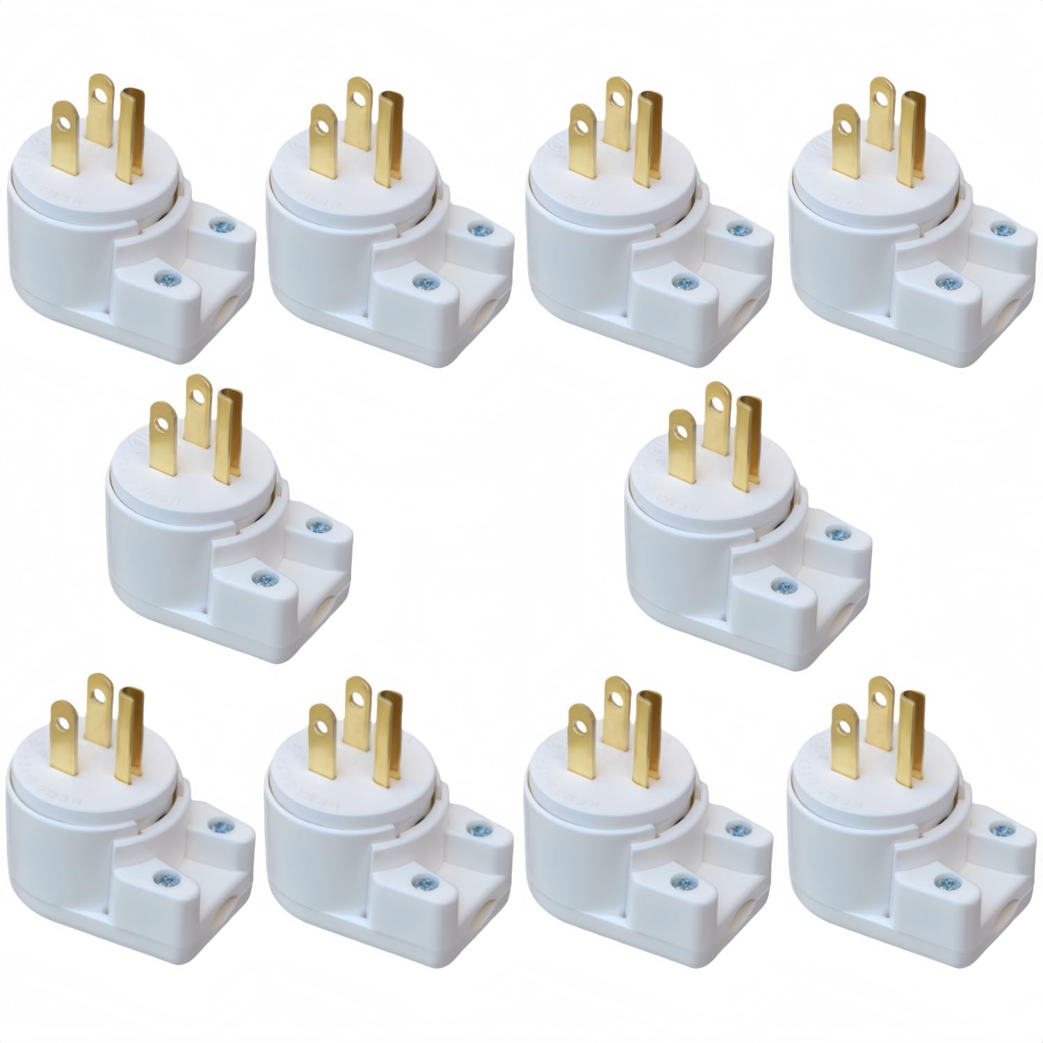 (10-Pack) ETL Listed 90 Degree USA Canada Male Plug Nema 5-15P 3 Pole Angle D…