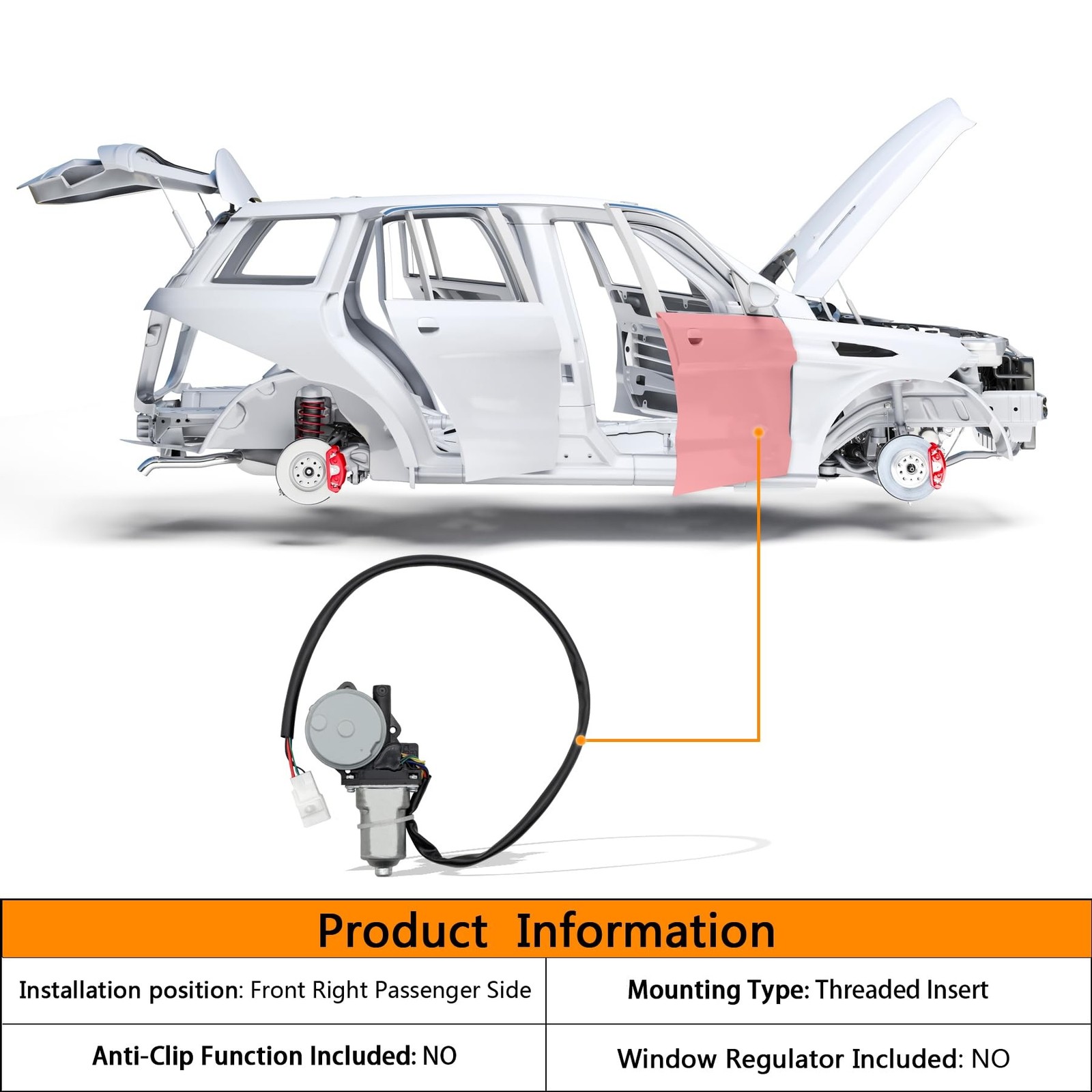5 pins Front Right Passenger Side Power Window Motor Compatible with Toyota 4…