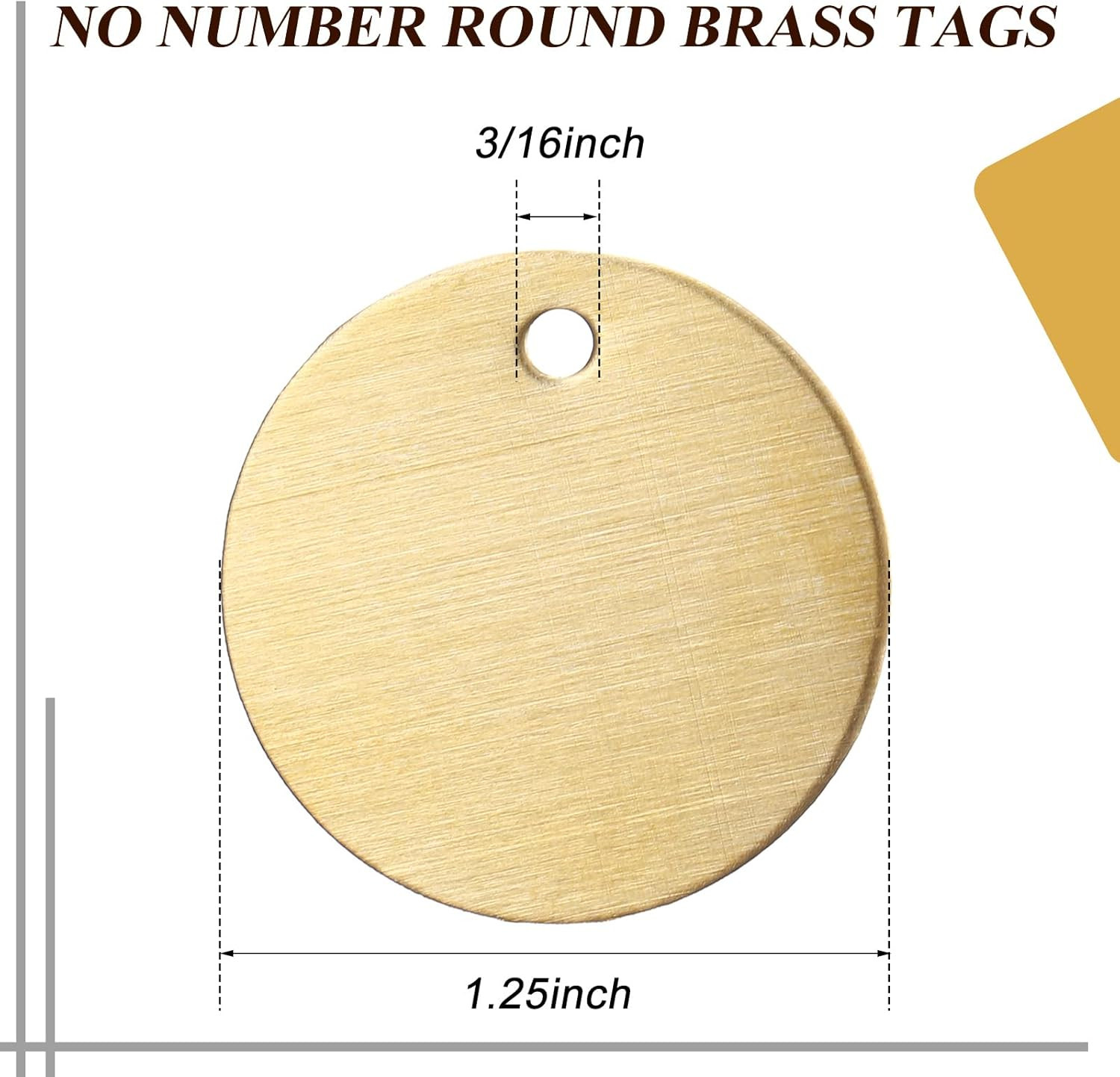 50 Pcs Round Brass Tags 1-1/4 Inch Diameter Gold Blank Metal Stamping Key