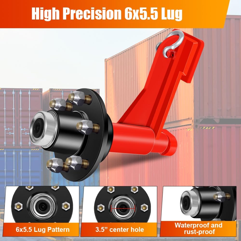 2-Pack 8800lbs Shipping Container Wheels，6×5.5 Lug，Heavy-Duty Container Axles