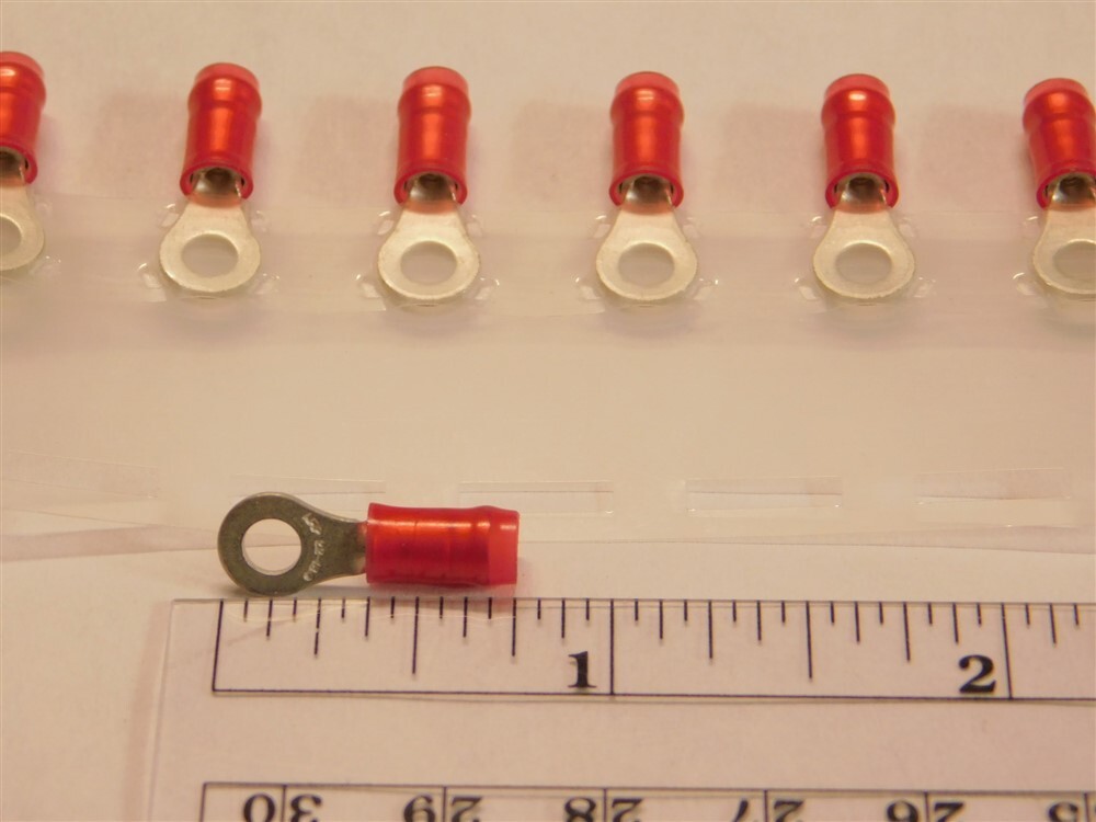 100 Amp Tyco PIDG Red Vinyl Insulated Ring Tongue Terminals #6 (M3.5) 22-18AWG