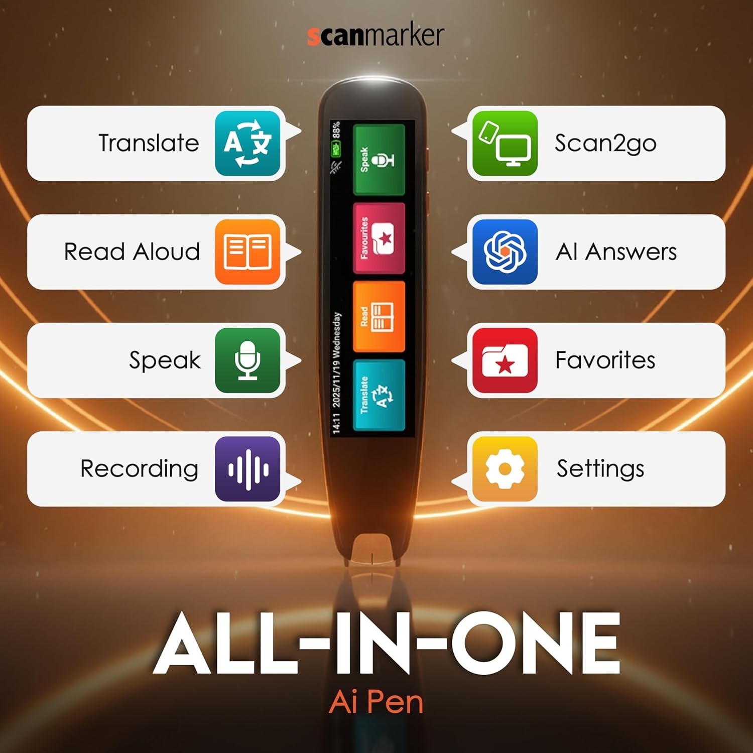 AI Pen with Built-in Screen | OCR Scan Reader & Text to Speech | ChatGPT Pen Kit