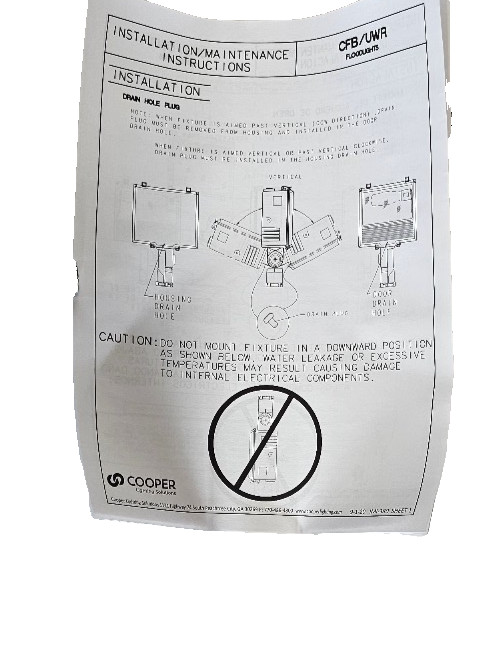 New Cooper Lighting 400W HID Outdoor Commercial Flood Light Fixture, IP67, 120V
