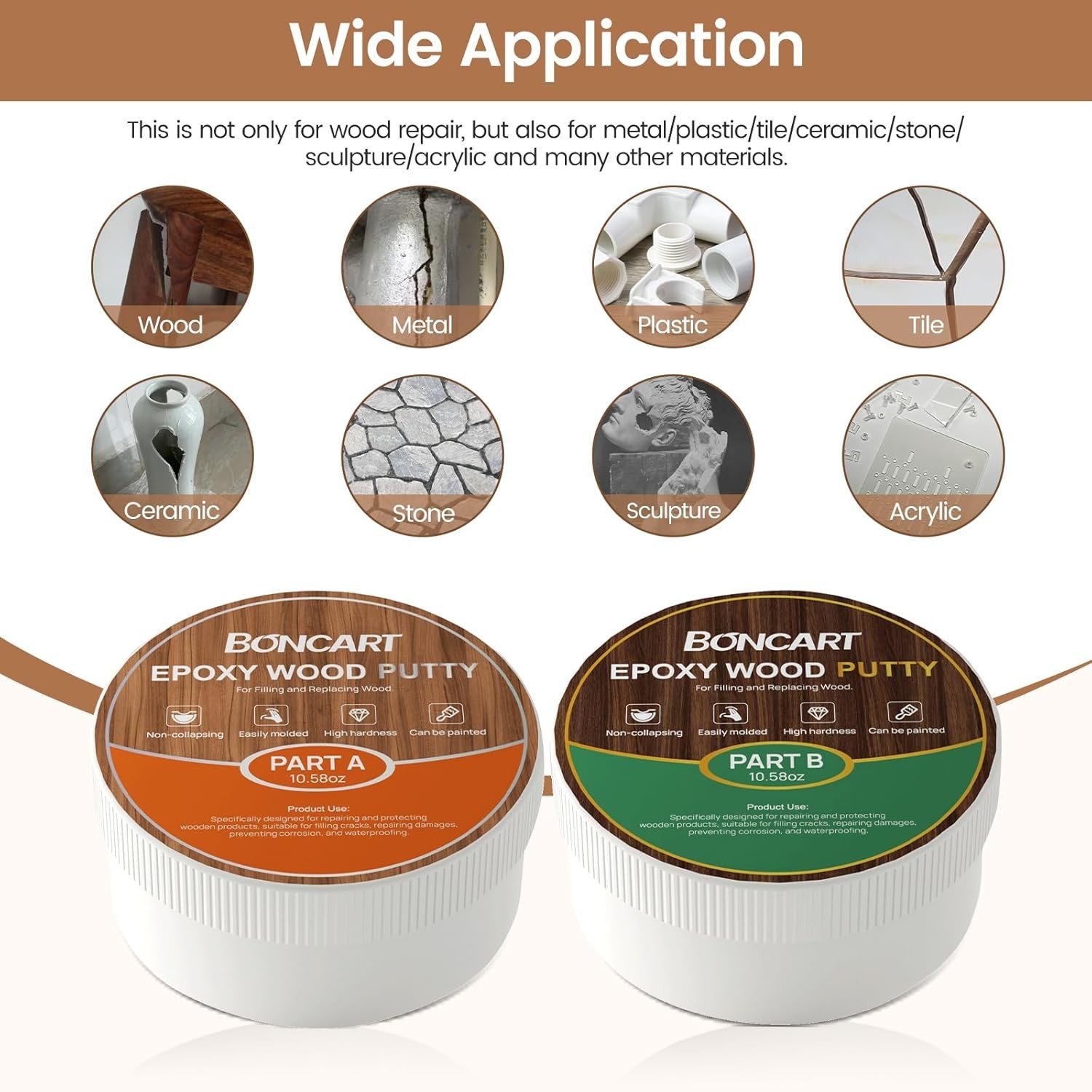 Epoxy Wood Putty, High Strength Filler Putty, Stainable 2-Part Epoxy Filler, …