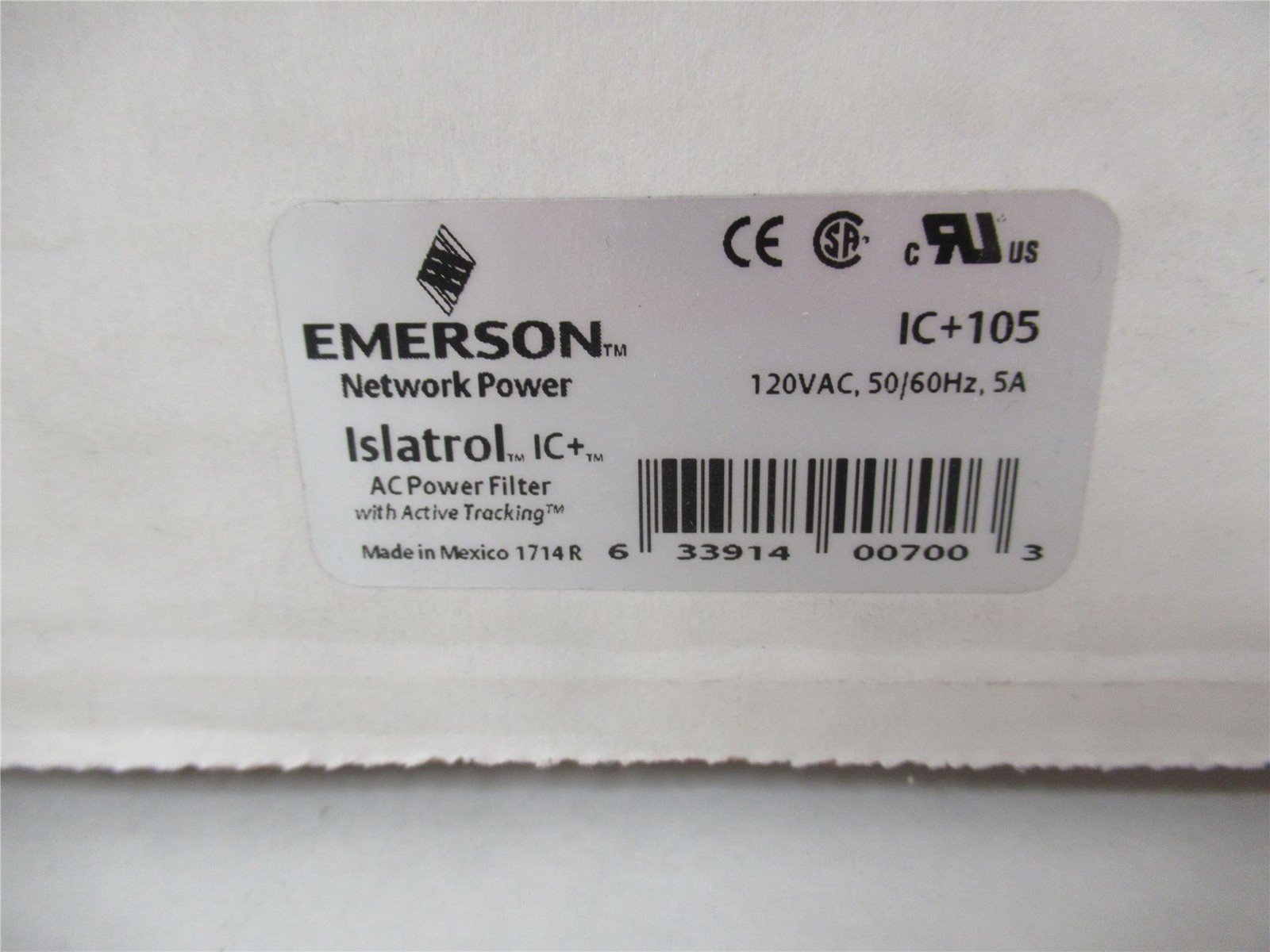 251387 New In Box; Emerson IC+105 Network Power Surge Protector Islatrol