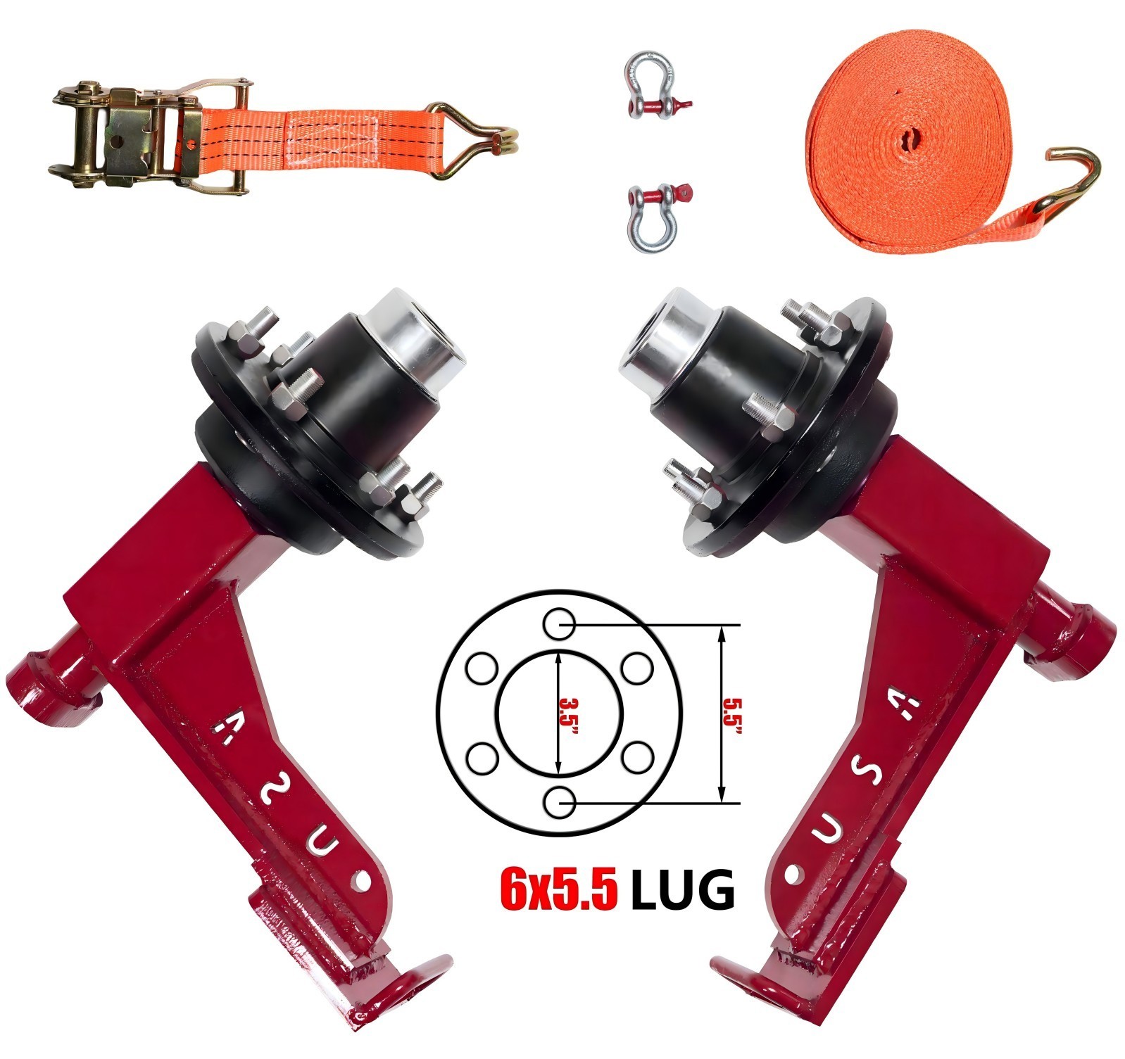 2-Pack 15000lbs Shipping Container Wheels，6×5.5 Lug，Heavy-Duty Container Axles